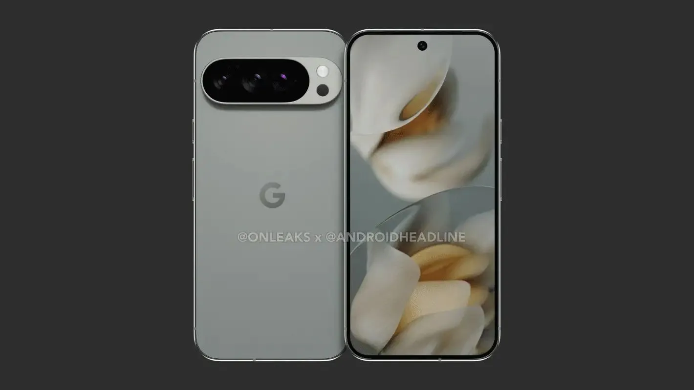 Ảnh render điện thoại Google Pixel 10 Pro XL với cụm camera đặc trưng.