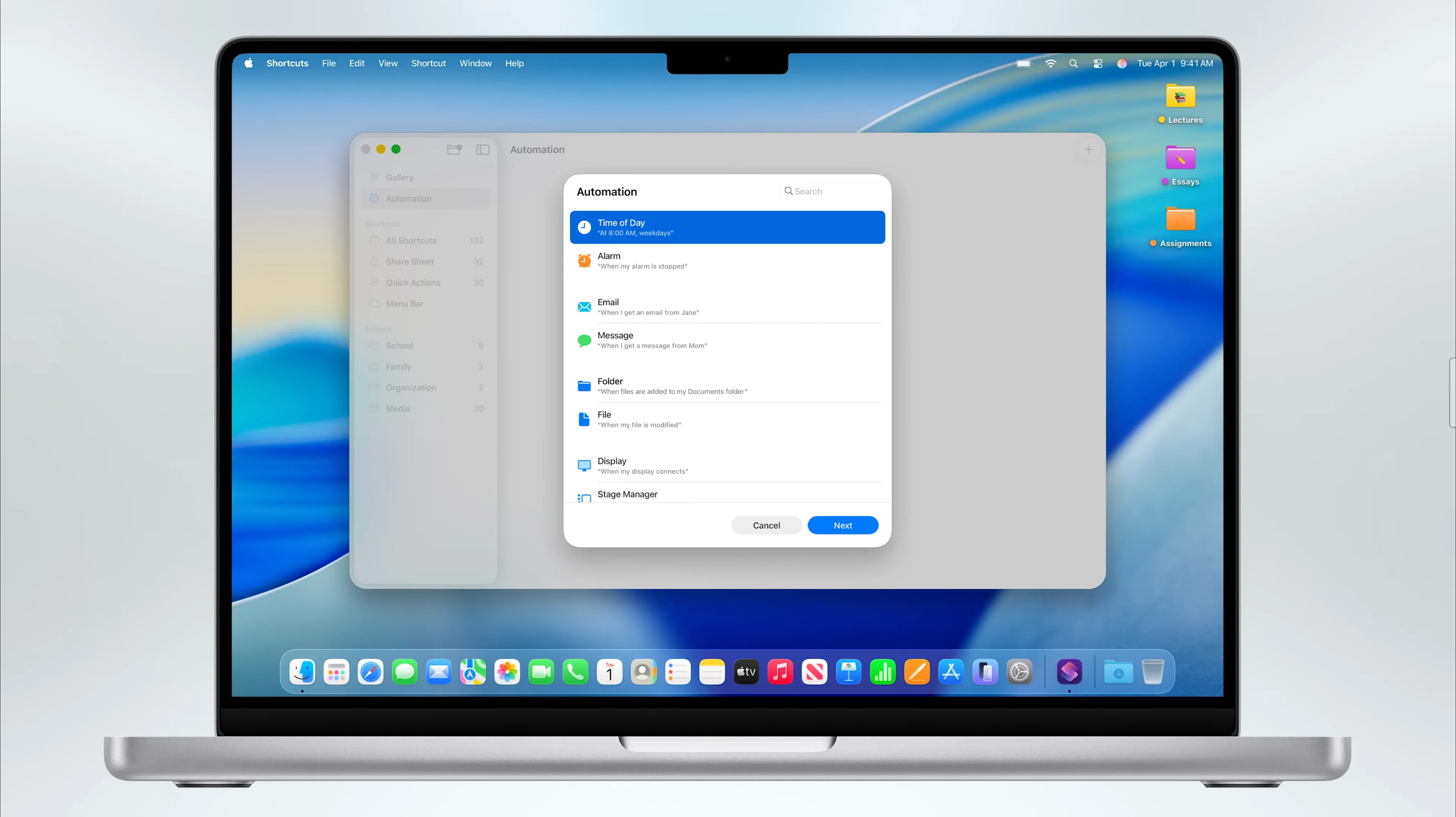 Các tùy chọn kích hoạt (triggers) tự động hóa mới trong ứng dụng Phím tắt trên macOS 26 Tahoe