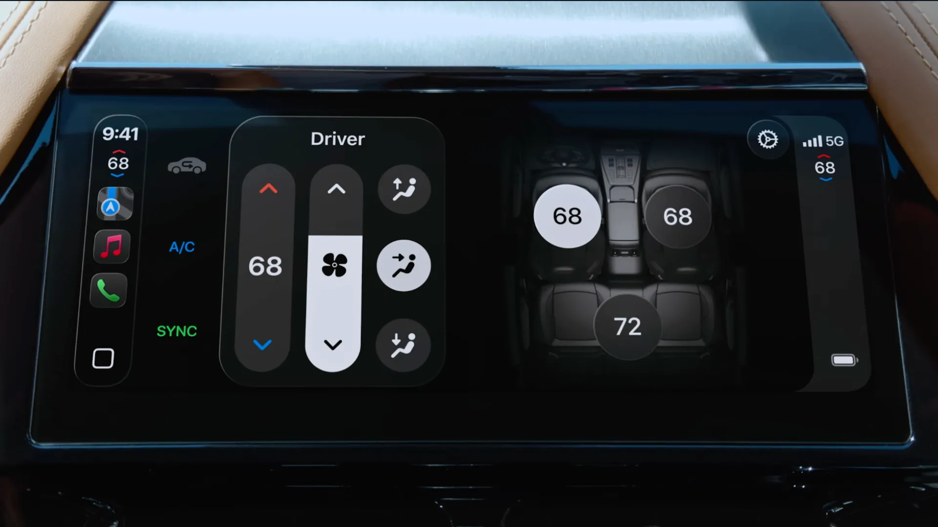 CarPlay Ultra cho phép truy cập các chức năng quan trọng của xe, bao gồm điều hòa nhiệt độ và sưởi/làm mát ghế