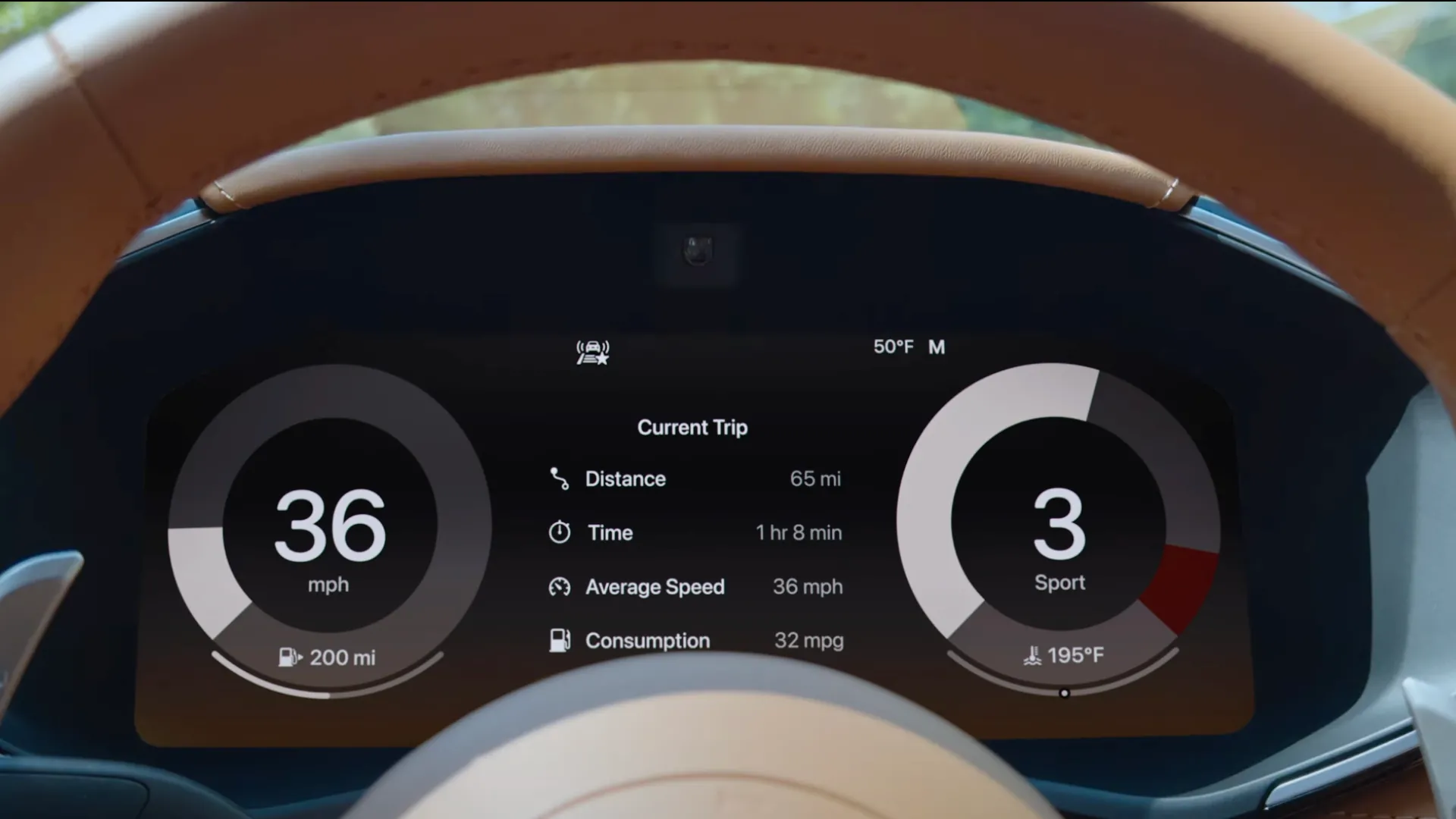 Giao diện CarPlay Ultra được chiếu lên bảng đồng hồ thông tin người lái của ô tô