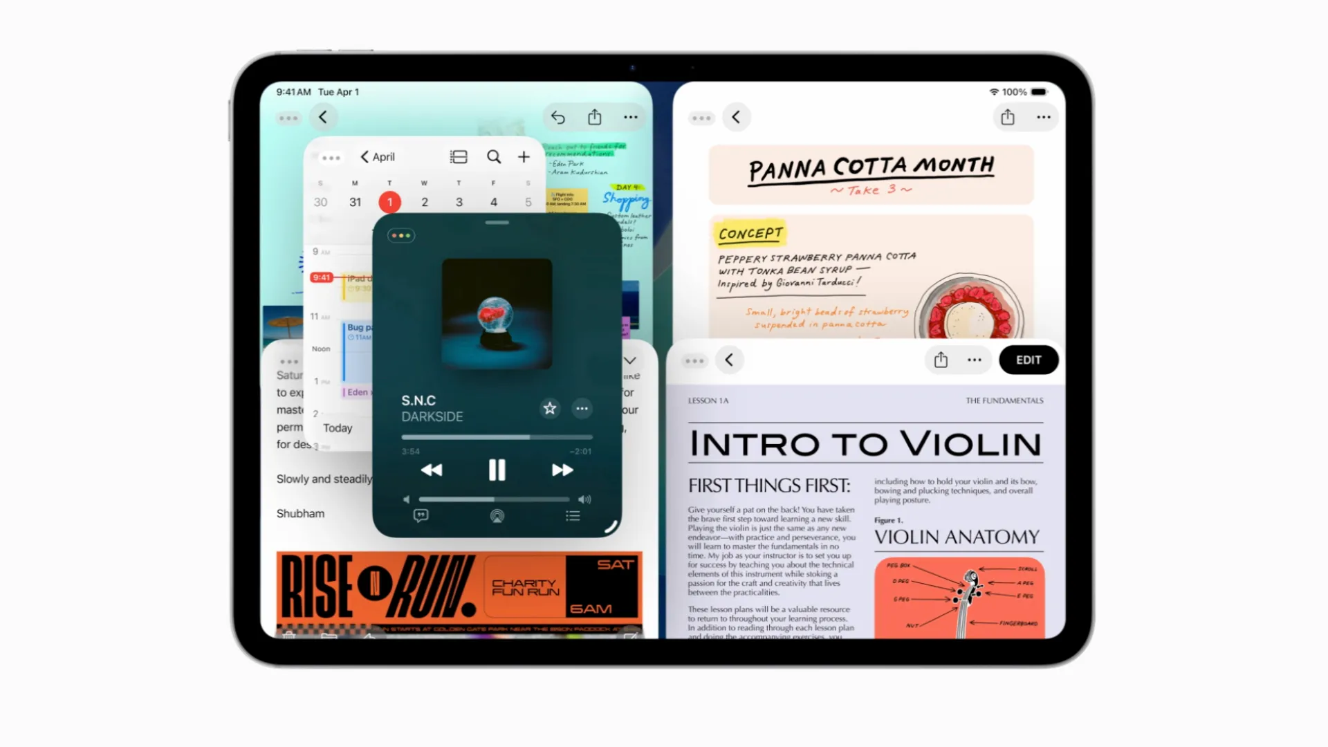 Hệ thống cửa sổ iPadOS 26 hiển thị nhiều ứng dụng đang chạy