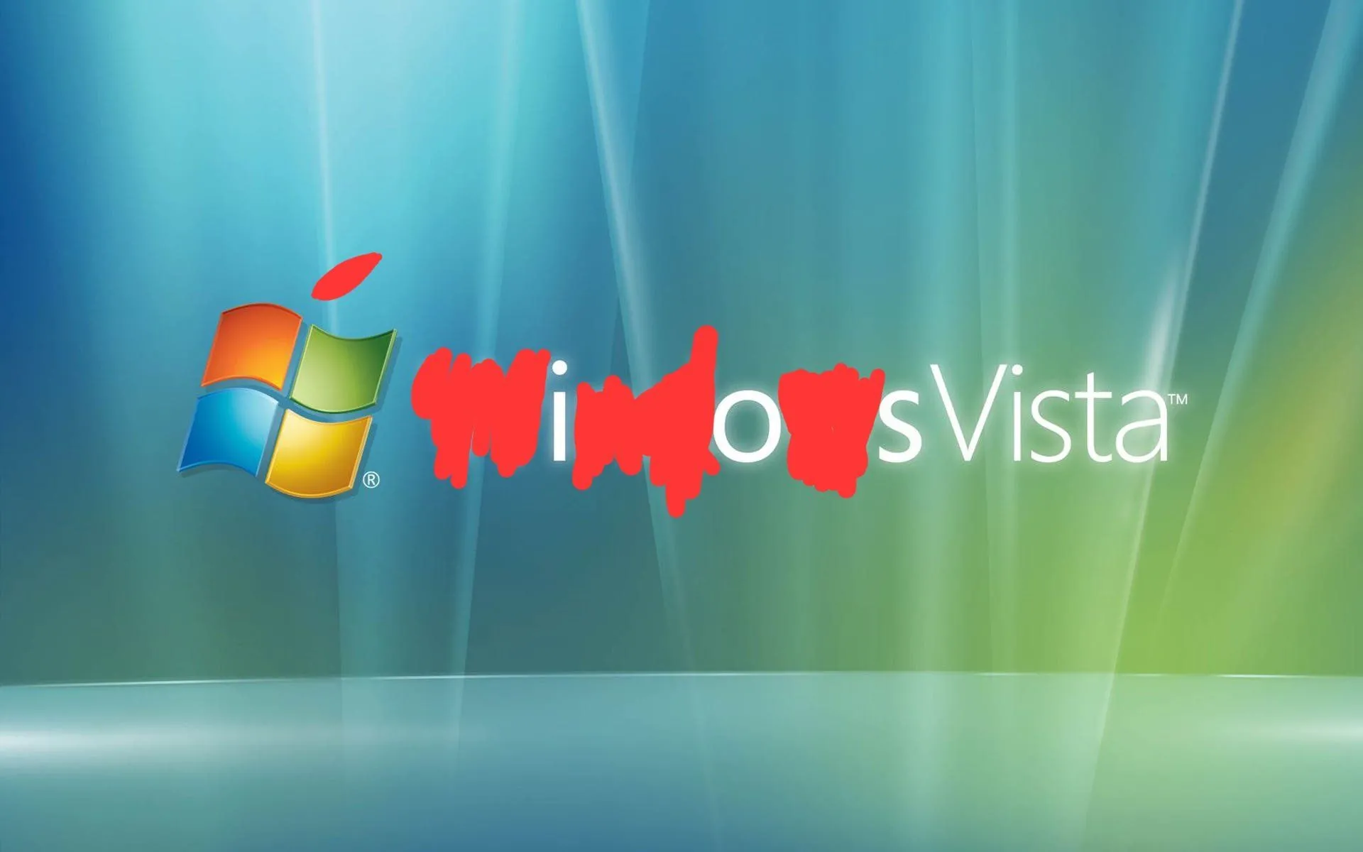 Hình ảnh logo Windows Vista bị chỉnh sửa, liên tưởng đến việc Apple Liquid Glass UI giống Windows 7 Aero Glass