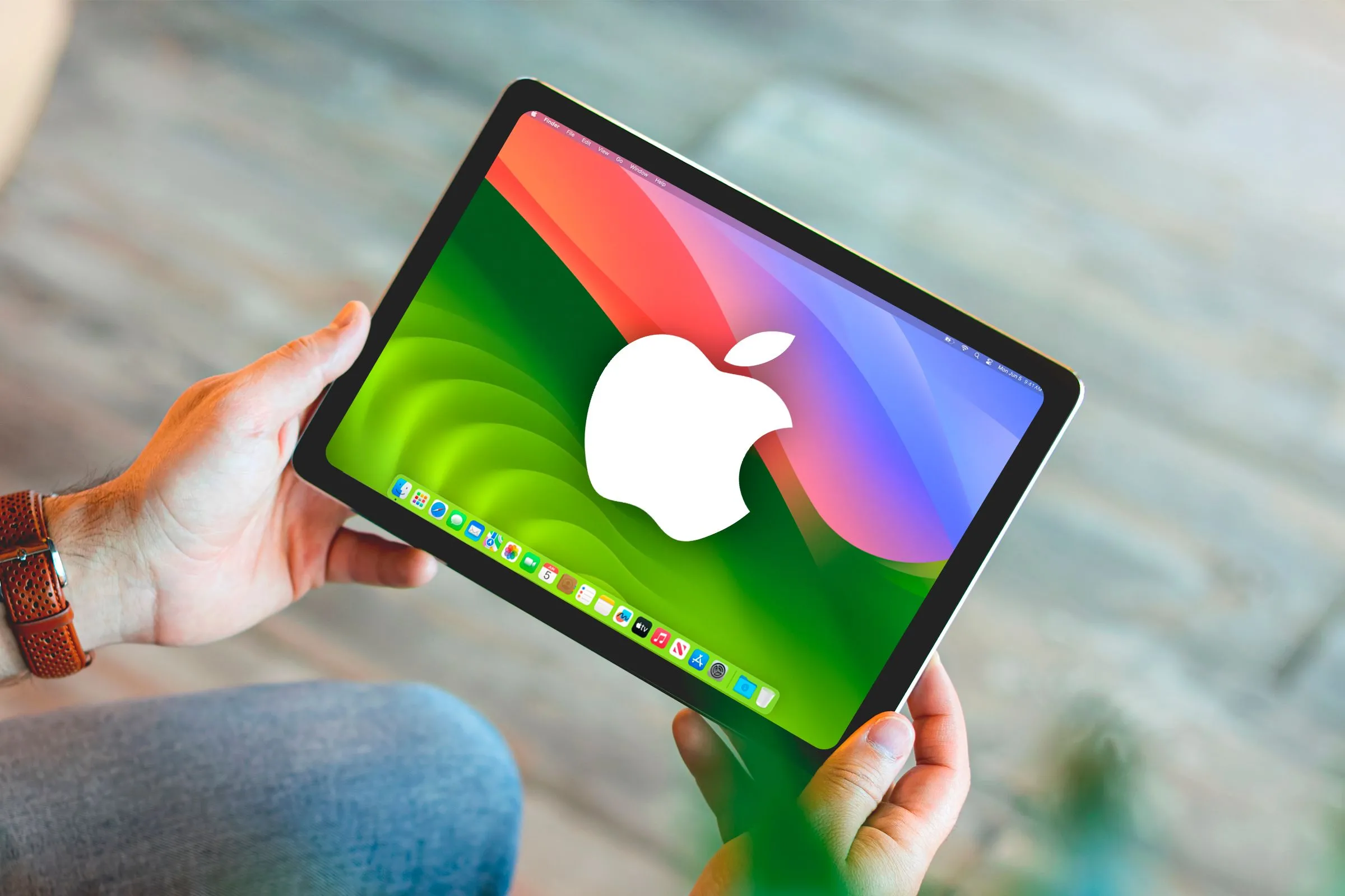 Hình ảnh minh họa iPad với logo Apple, tượng trưng cho mối liên hệ với hệ sinh thái Apple.