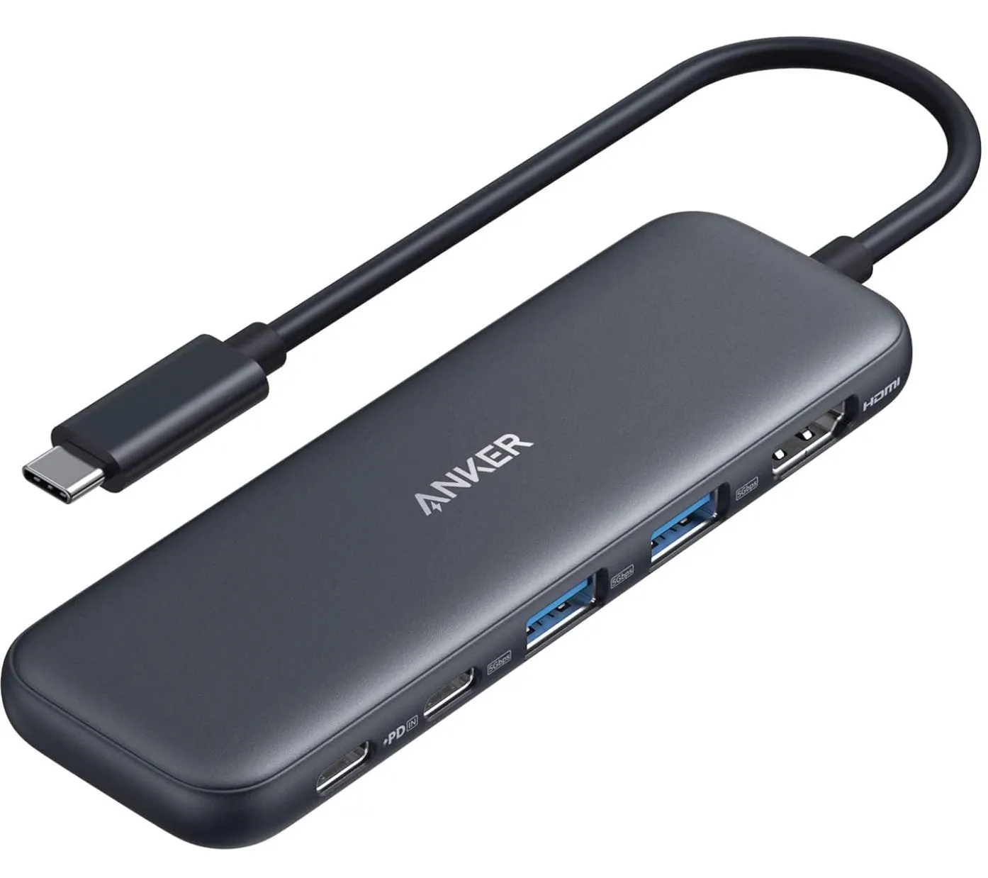 Hình ảnh thực tế hub USB-C Anker 332 với 5 cổng.