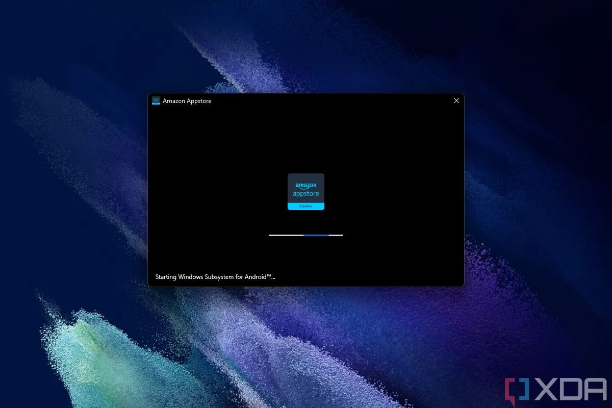Amazon Appstore đang được cài đặt trên Windows, liên quan đến Windows Subsystem for Android