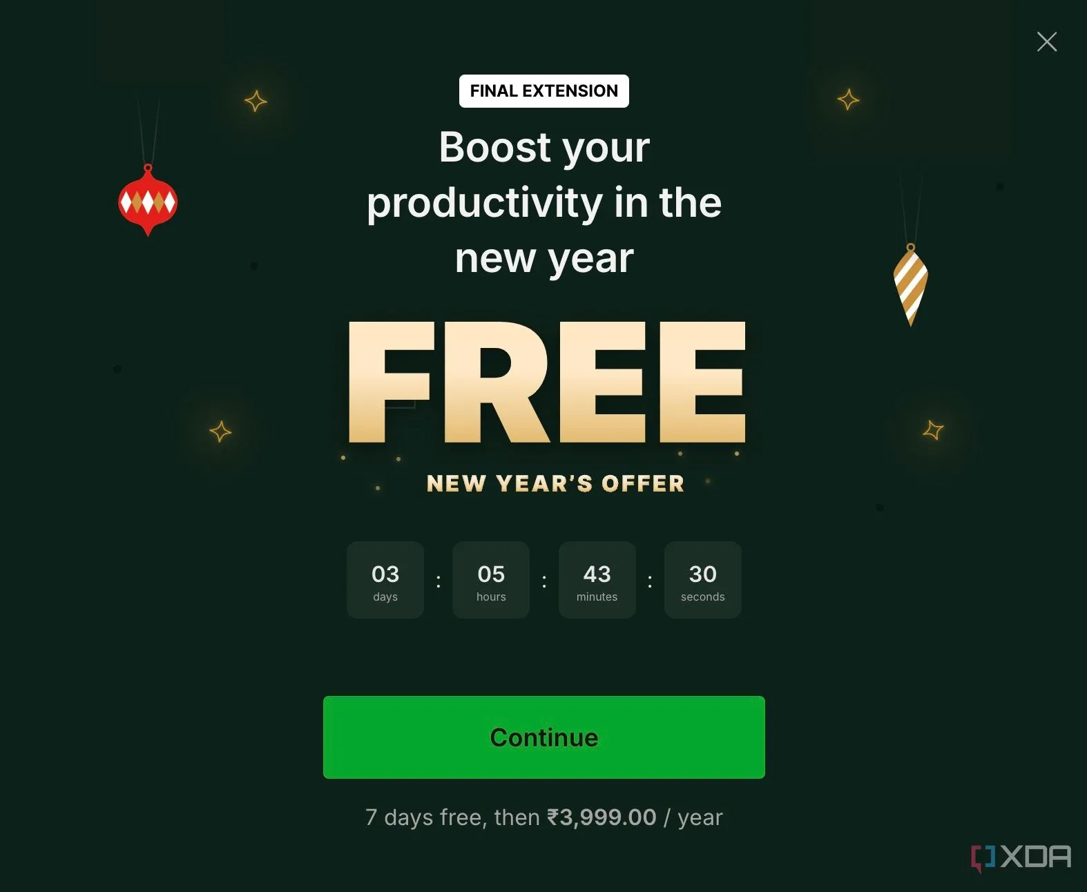Banner quảng cáo khuyến mãi nâng cấp tài khoản trong ứng dụng Evernote