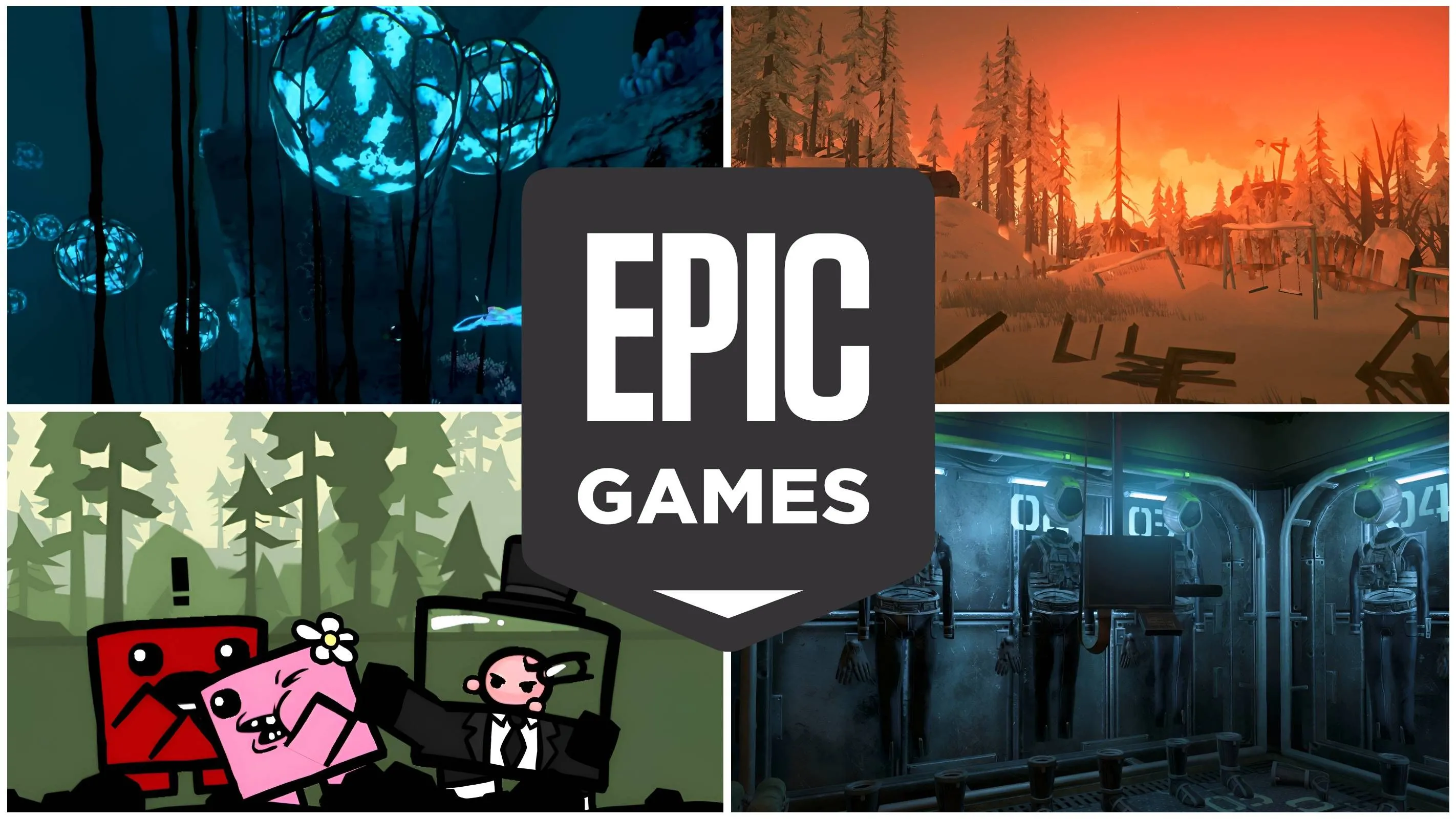 Bộ sưu tập các game miễn phí được phát hành trên Epic Games Store, với logo Epic Games nổi bật.
