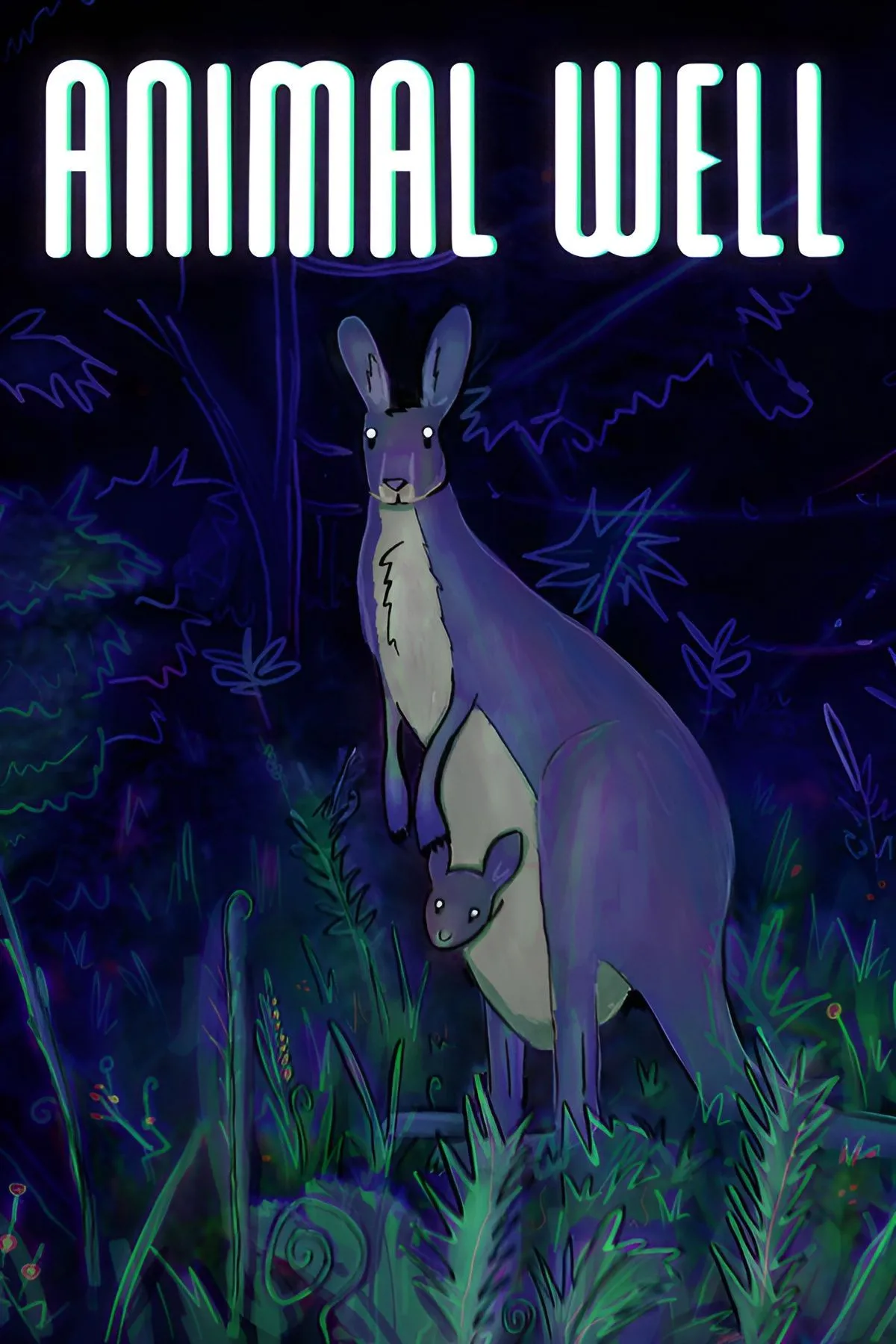 Bối cảnh đồ họa pixel art của Animal Well, hiển thị nhân vật chính trong một hang động bí ẩn