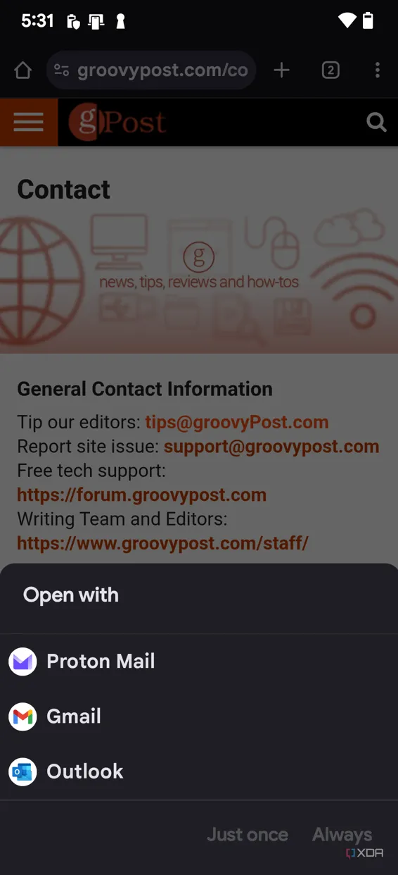 Các bước chọn Proton Mail làm ứng dụng email mặc định trên điện thoại Android