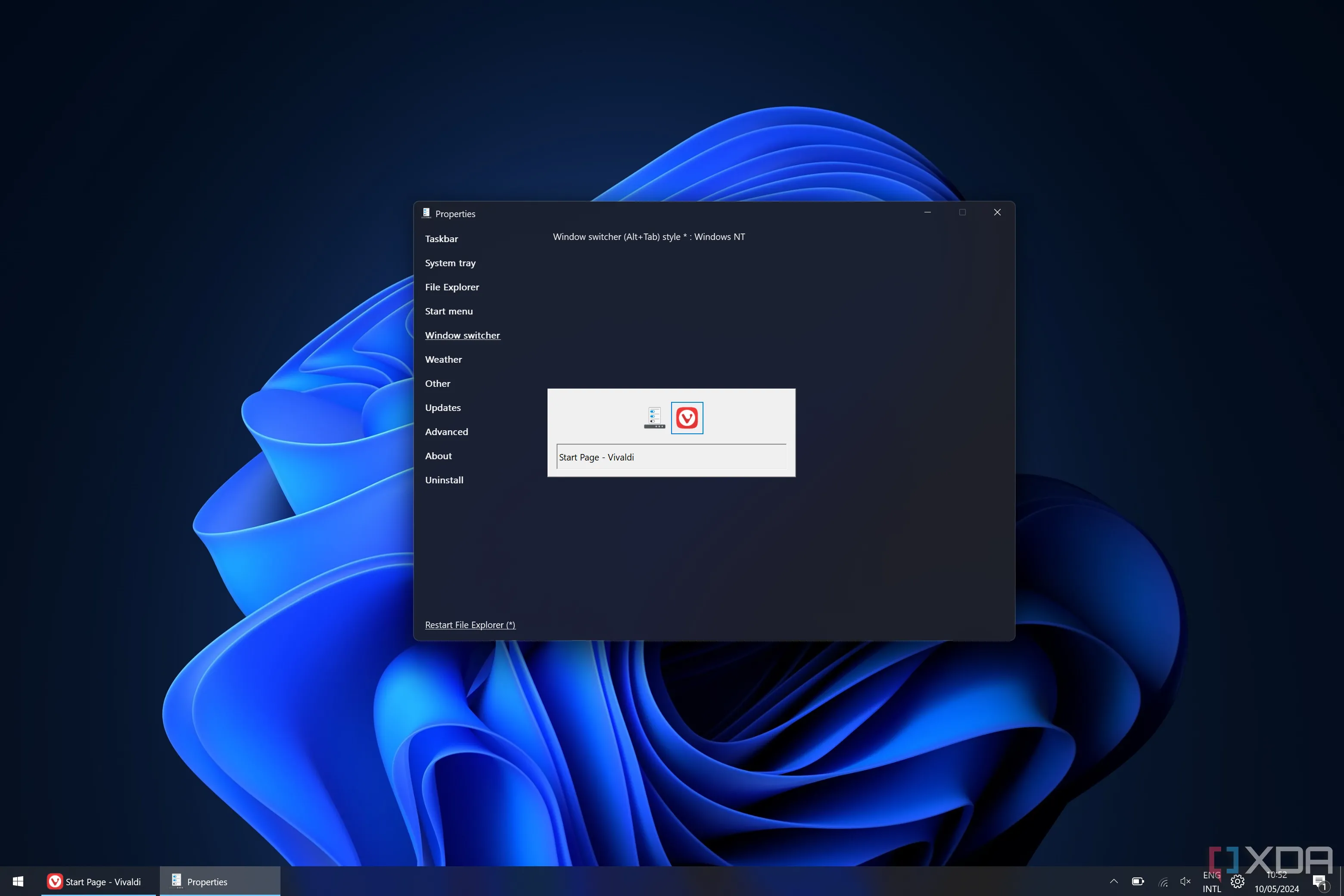 Cài đặt ExplorerPatcher hiển thị các tùy chọn tùy chỉnh Bộ chuyển đổi tác vụ (Alt + Tab) trên Windows 11