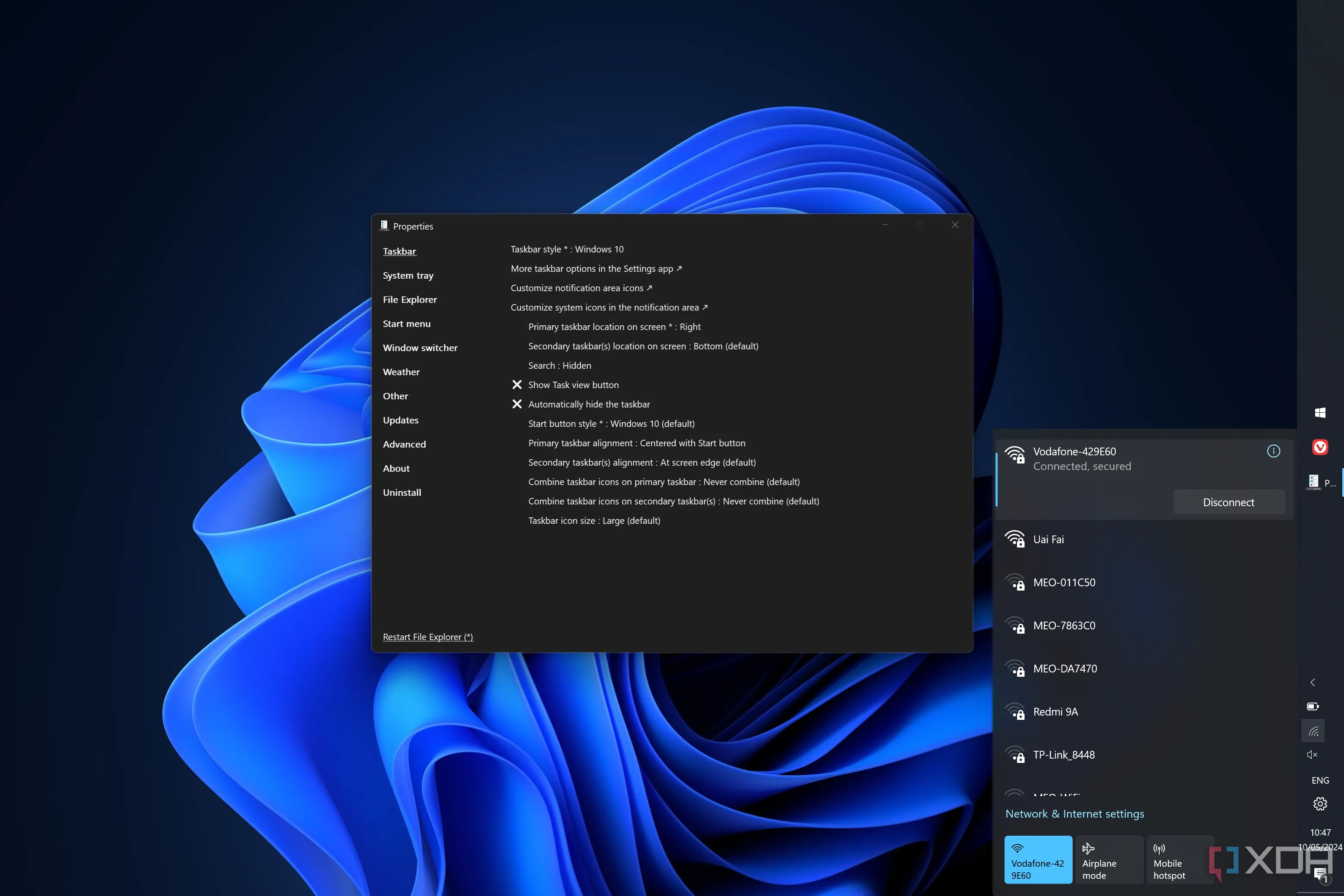 Cài đặt ExplorerPatcher trên Windows 11, cho phép tùy chỉnh các yếu tố như Taskbar và File Explorer để mang lại trải nghiệm quen thuộc