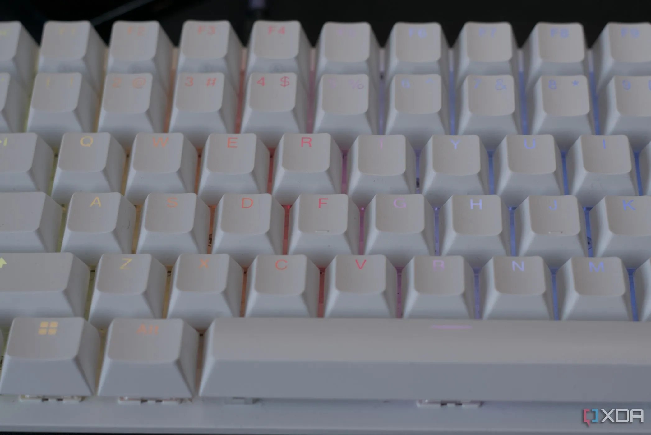 Cận cảnh các phím QWERTY trên bàn phím cơ, minh họa cấu trúc phổ biến của bàn phím