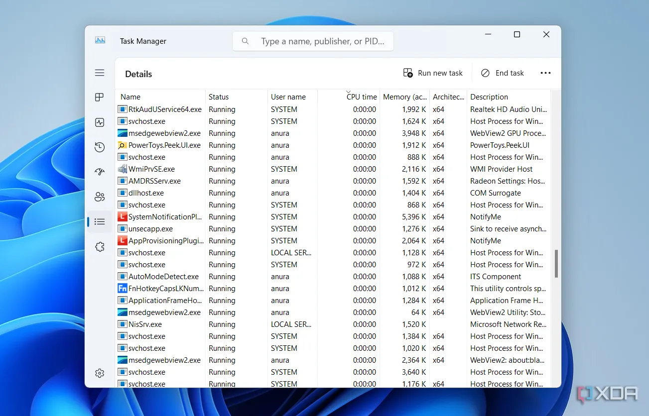 Cột CPU Time trong Task Manager