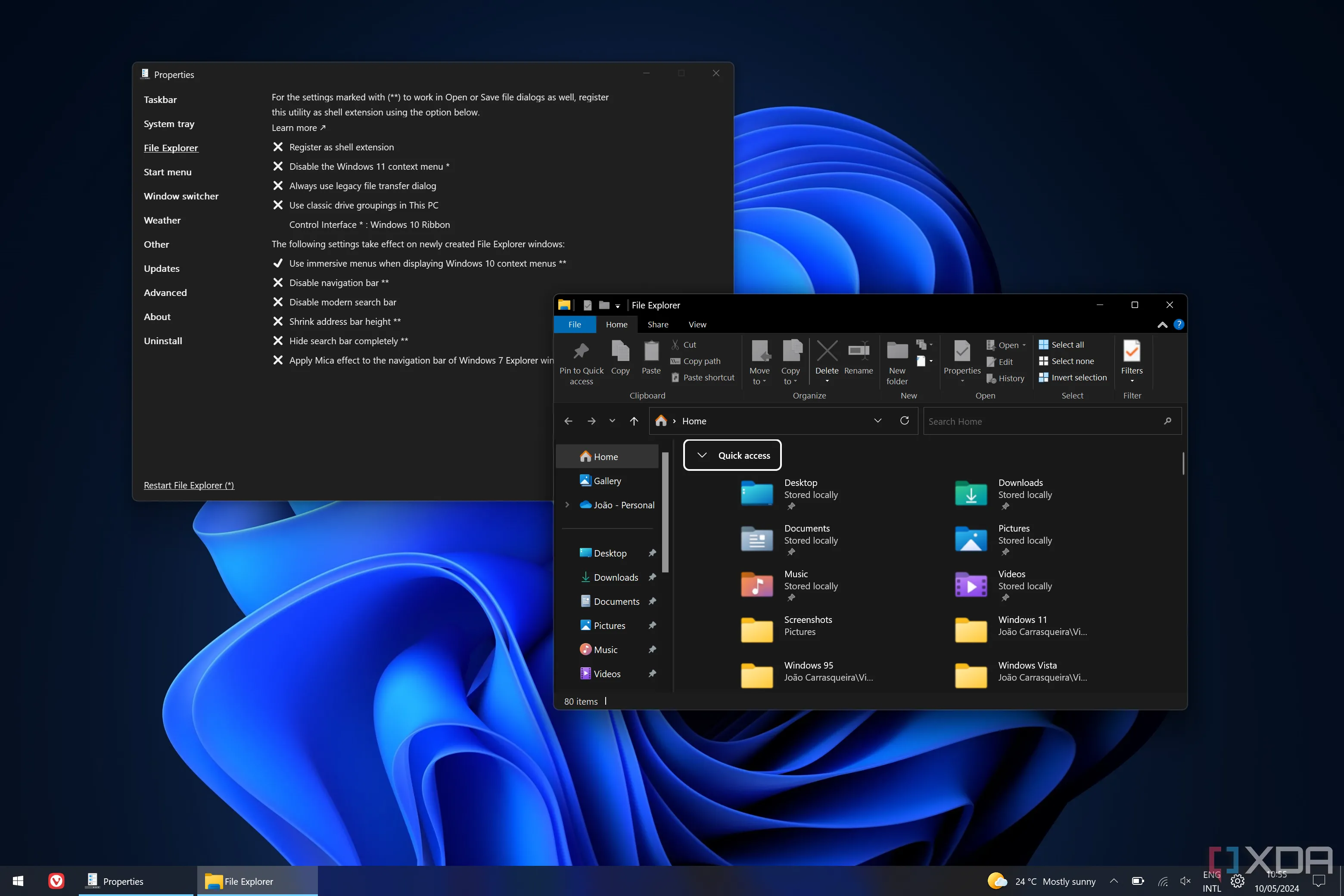 Cửa sổ File Explorer trên Windows 11 hiển thị thanh ribbon kiểu Windows 10, một tính năng được khôi phục bởi ExplorerPatcher