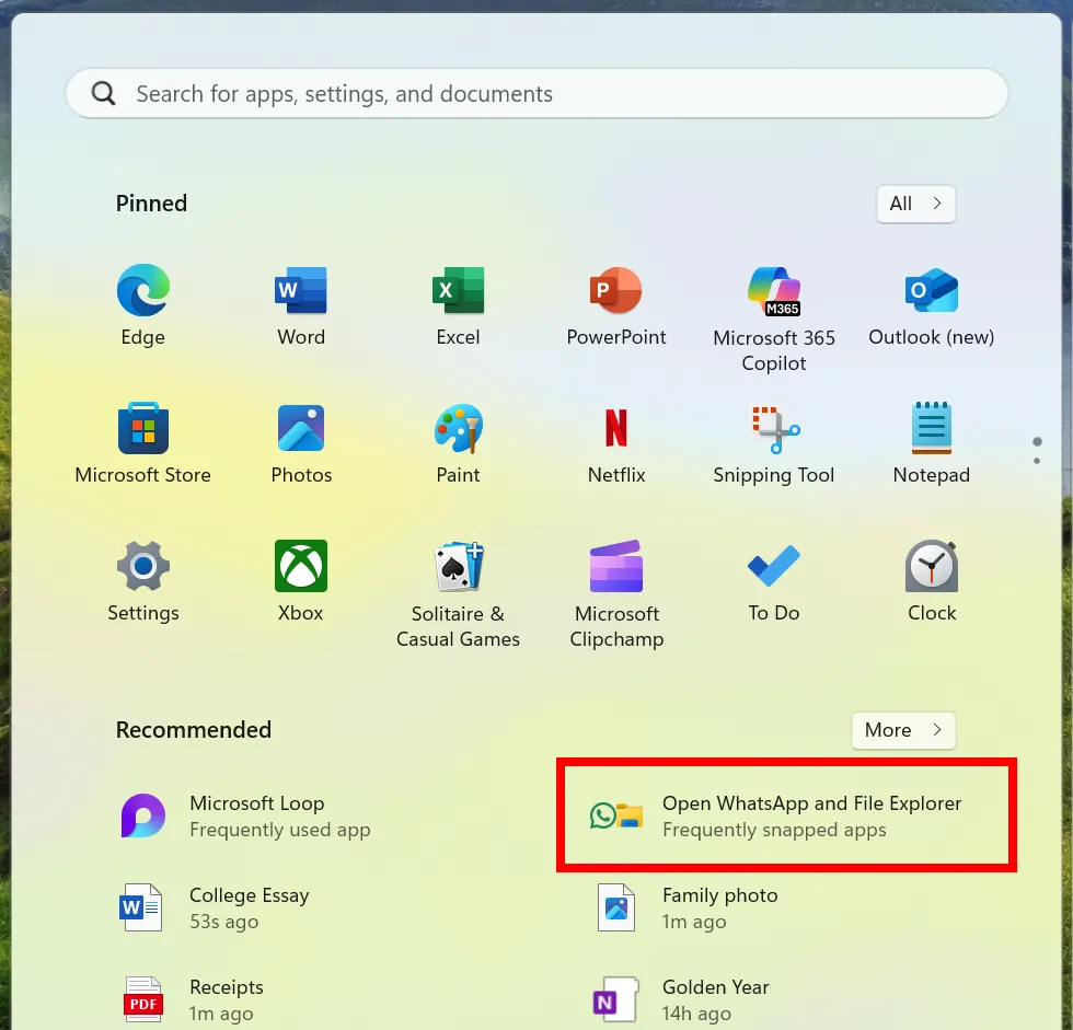 Đề xuất ứng dụng ghim trên Start Menu Windows 11