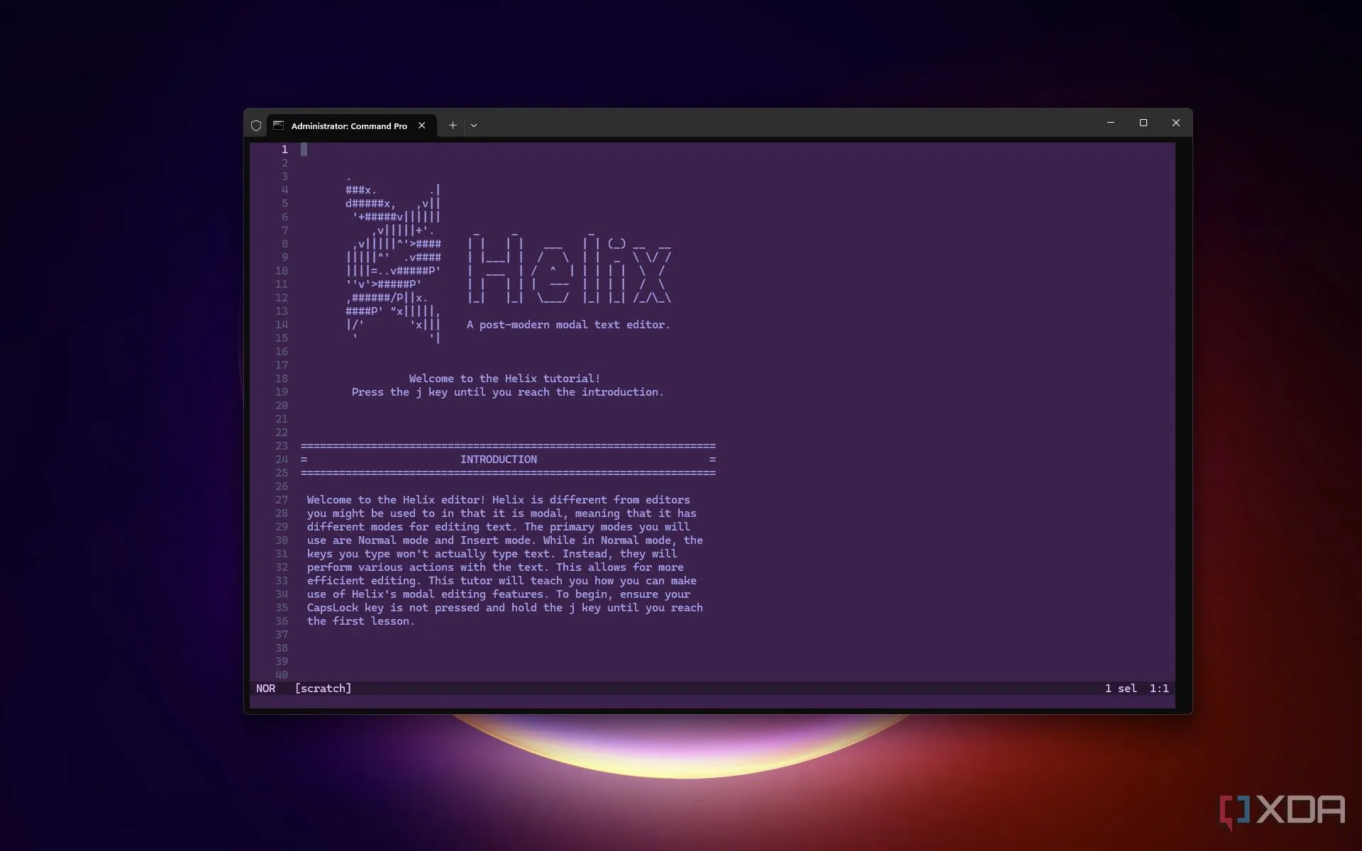 Giao diện Helix Editor với các dòng code được tô sáng bằng Tree-sitter, minh họa chế độ chỉnh sửa modal