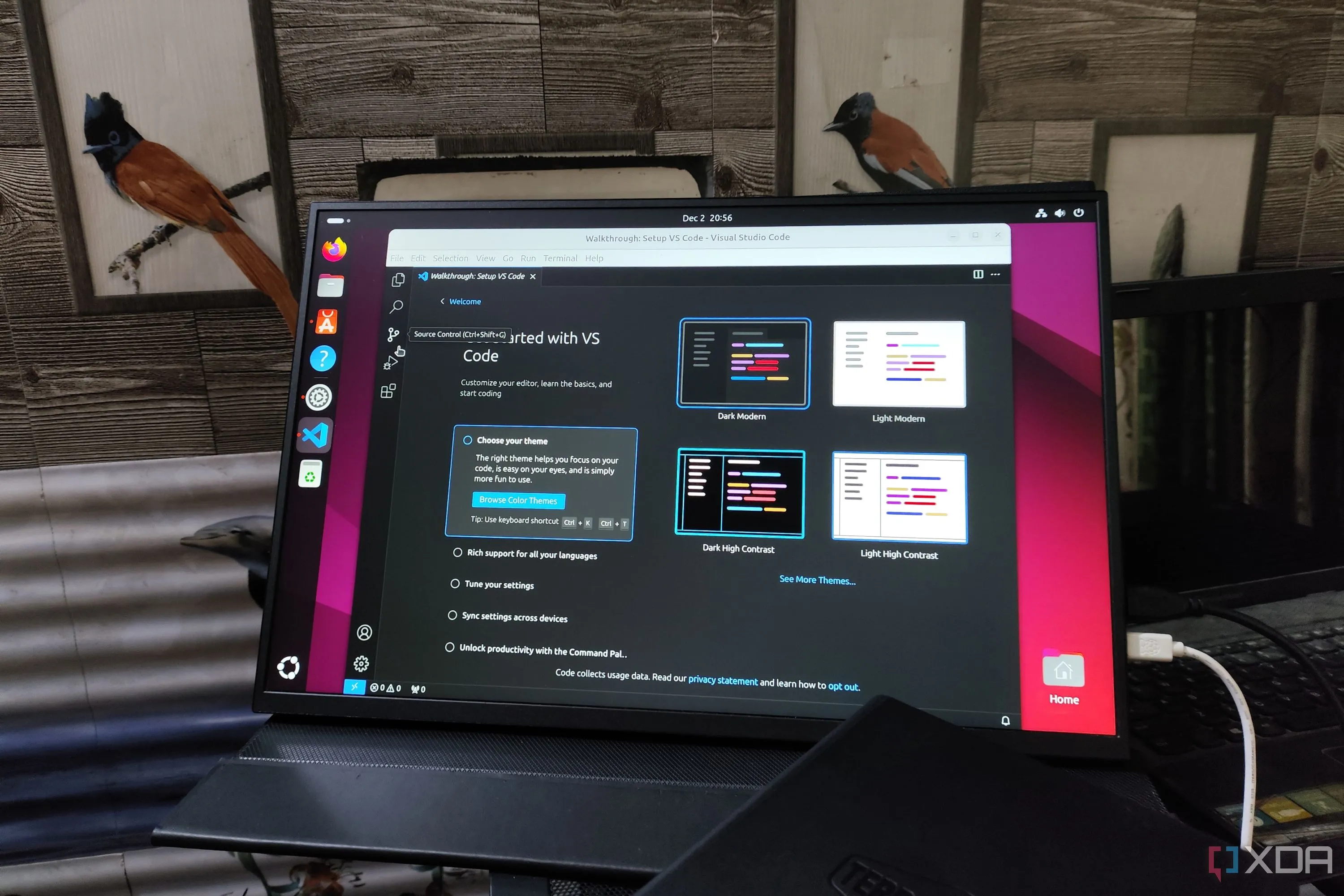 Giao diện lập trình VS Code hoạt động mượt mà trên hệ điều hành Ubuntu Linux