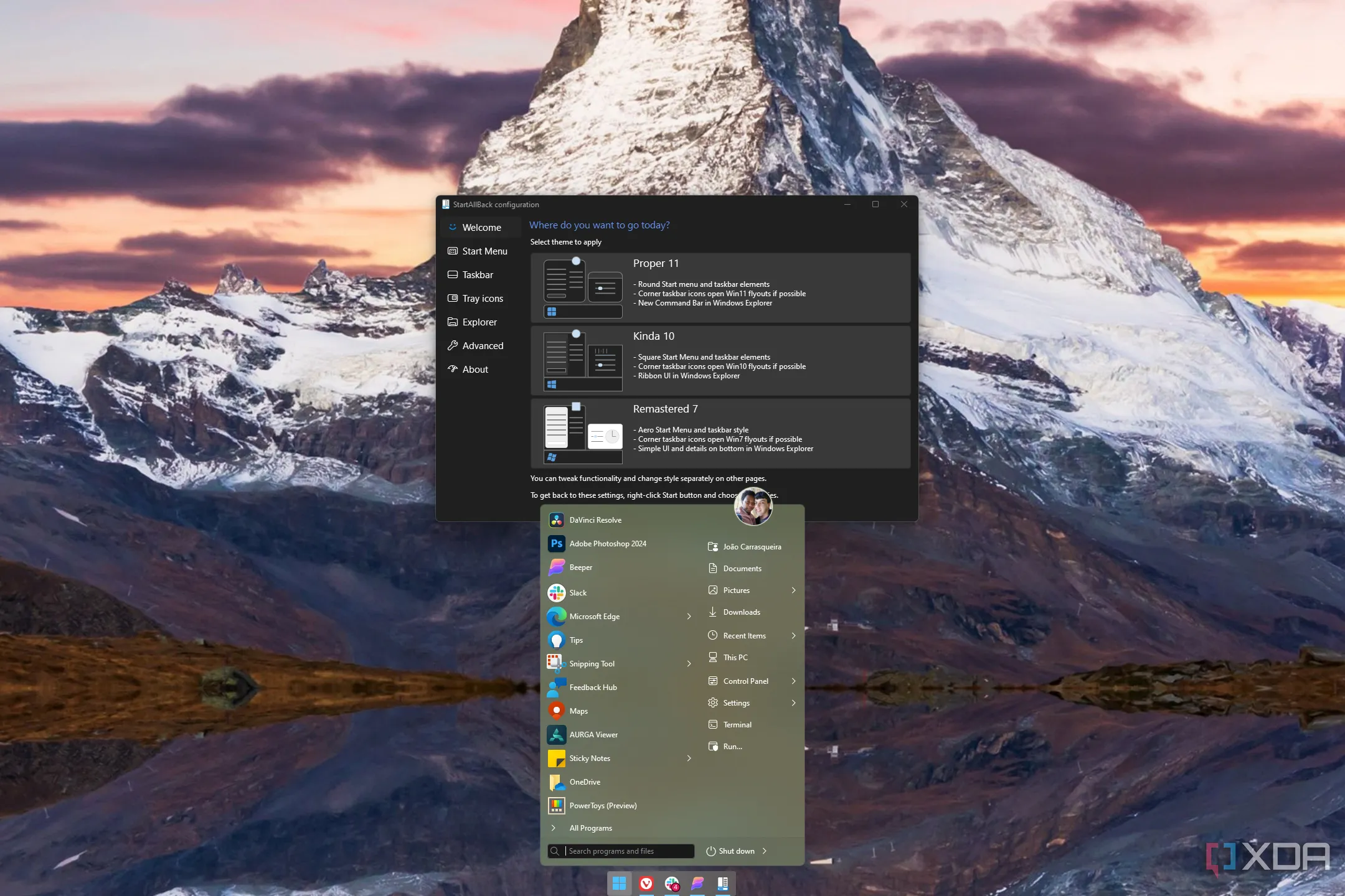 Giao diện Start Menu cổ điển trên Windows 11 được tùy chỉnh bởi StartAllBack