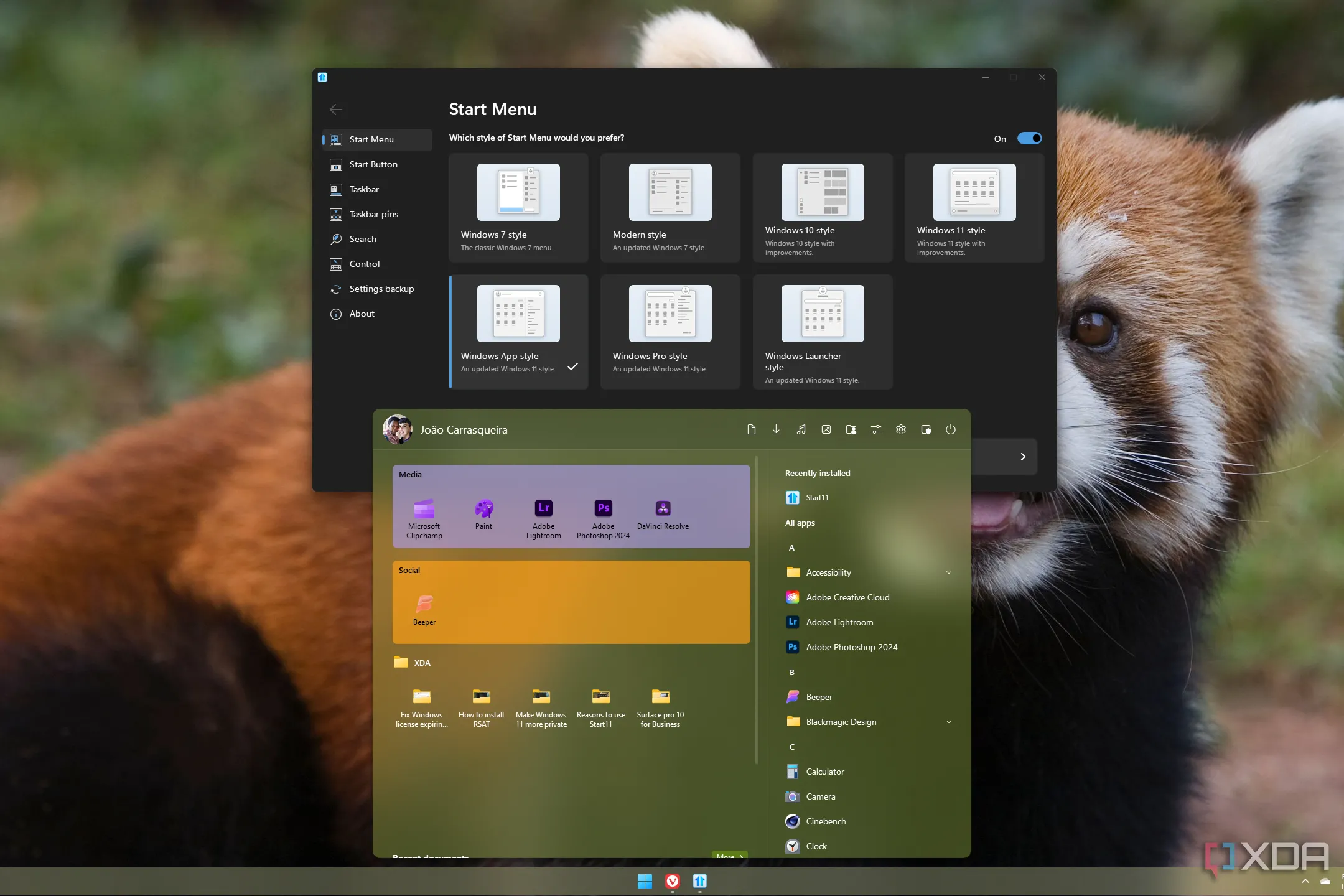 Giao diện Start Menu trên Windows 11 được cá nhân hóa bằng Start11
