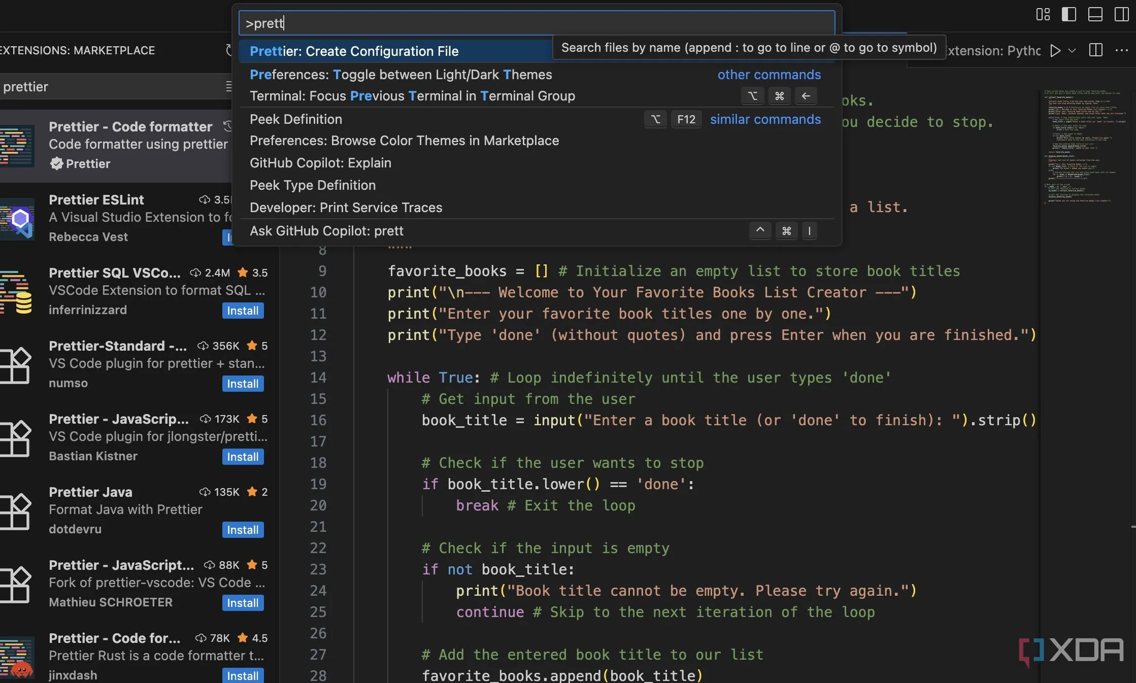 Giao diện VS Code với mã nguồn được Prettier tự động định dạng gọn gàng