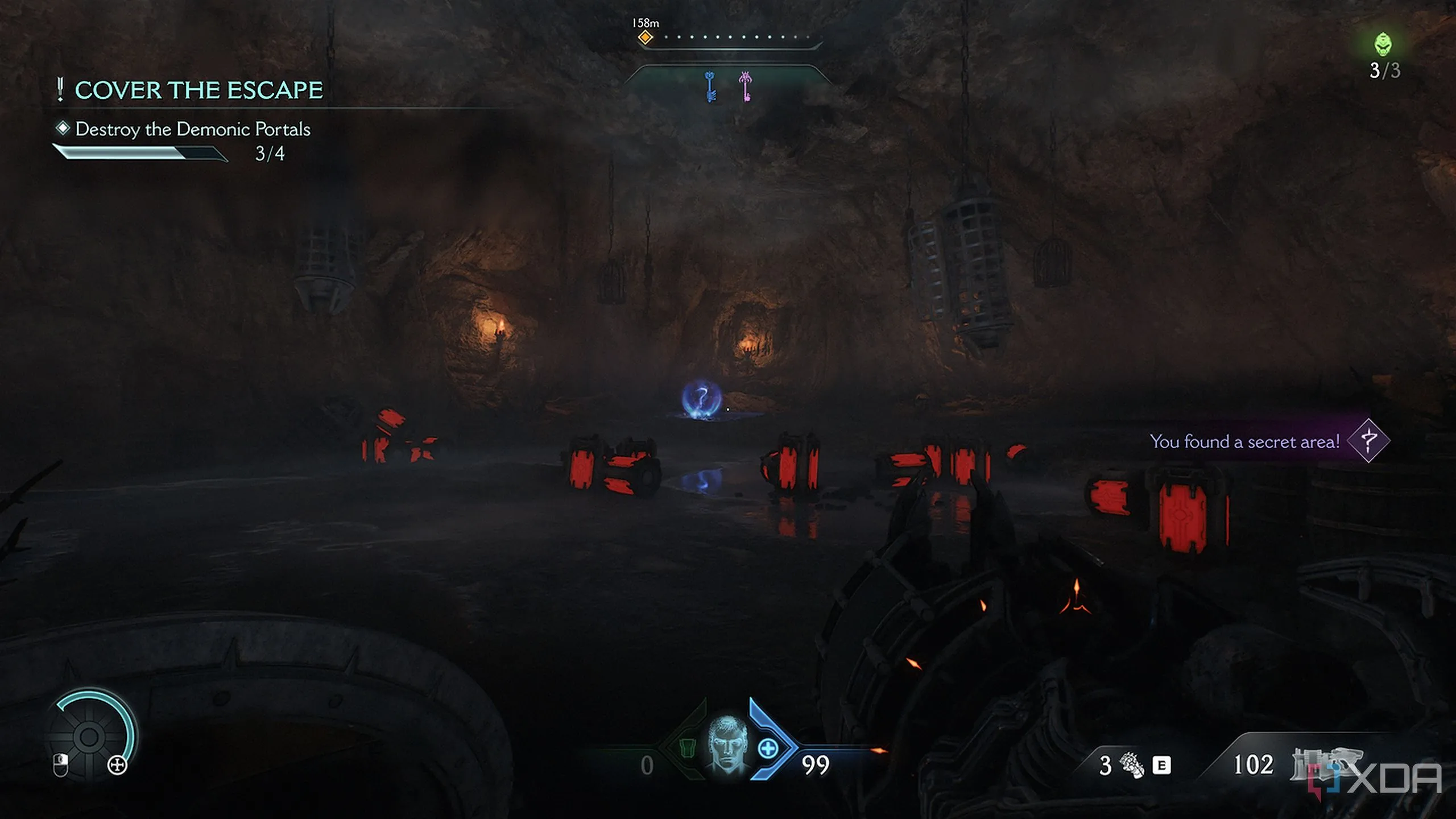 Hang động bí mật chứa các thùng thuốc nổ và skin vũ khí Combat Shotgun trong Doom The Dark Ages.