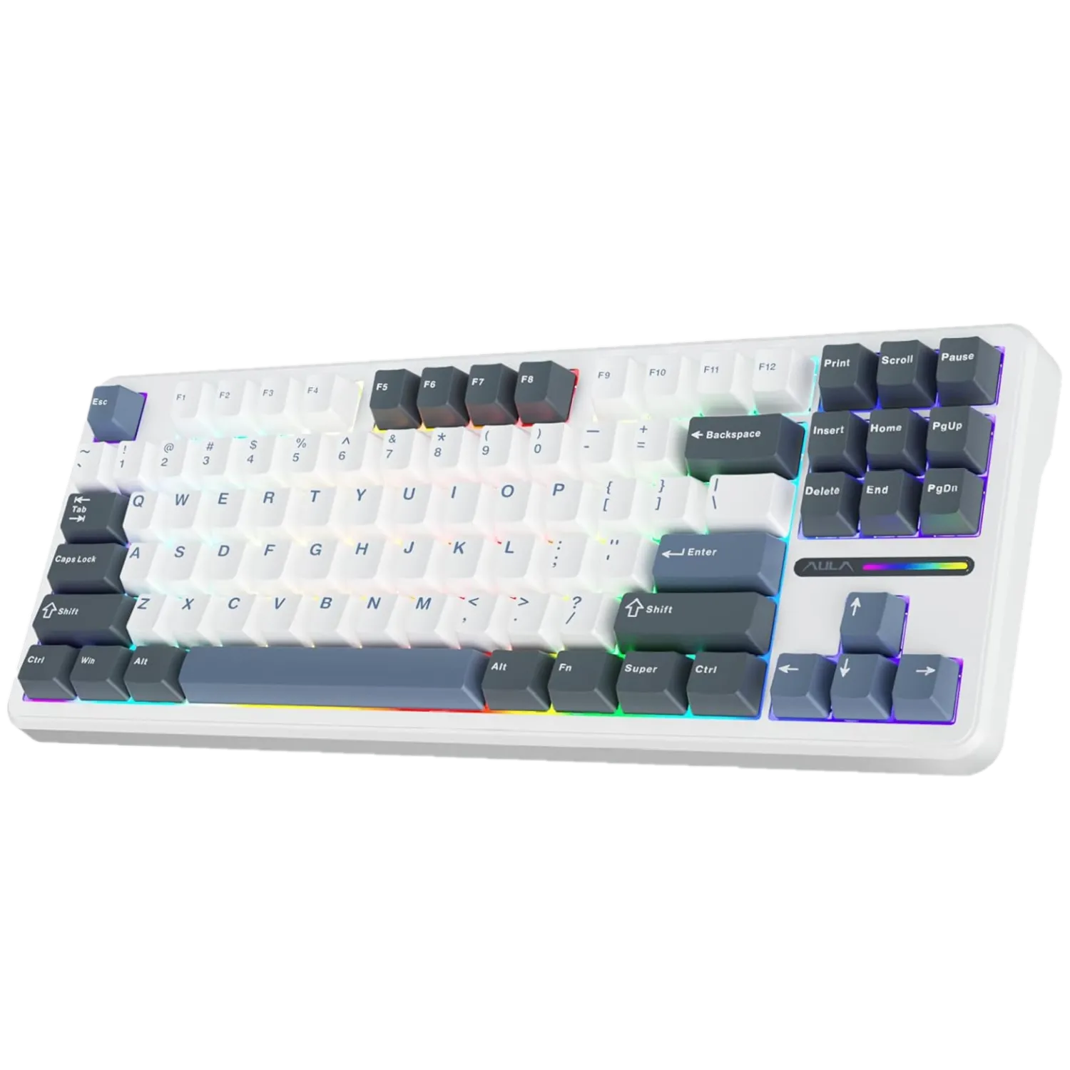 Hình ảnh render bàn phím cơ Aula F87 màu trắng, gợi ý nâng cấp PC giá rẻ.