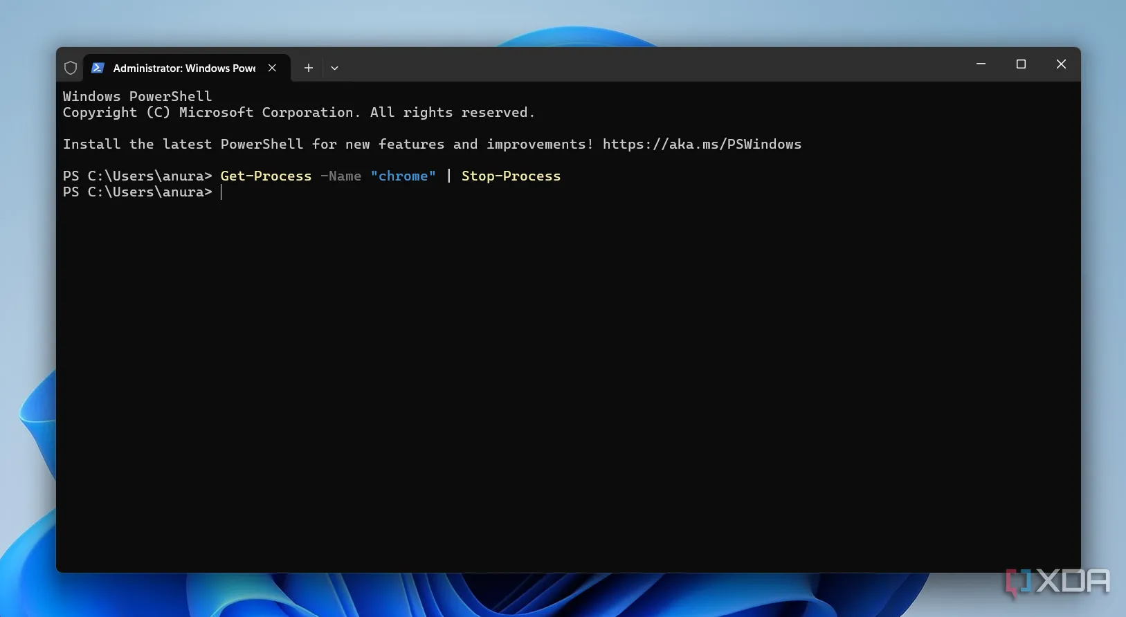Lệnh kết thúc tác vụ trong Windows PowerShell