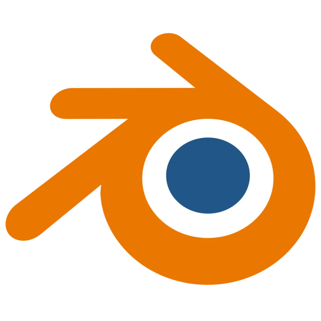Logo chính thức của phần mềm Blender, biểu tượng ba chiều màu cam và xanh
