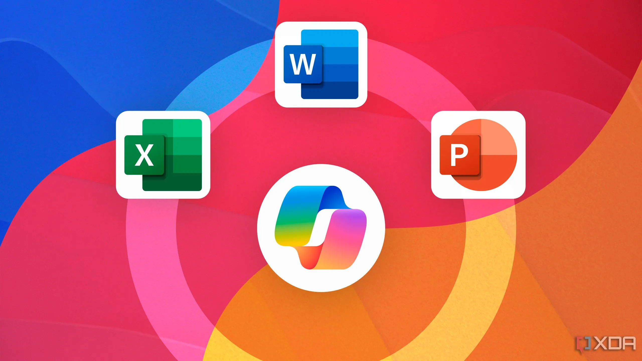 Logo Copilot của Microsoft bên cạnh các ứng dụng Office, biểu trưng cho tích hợp AI