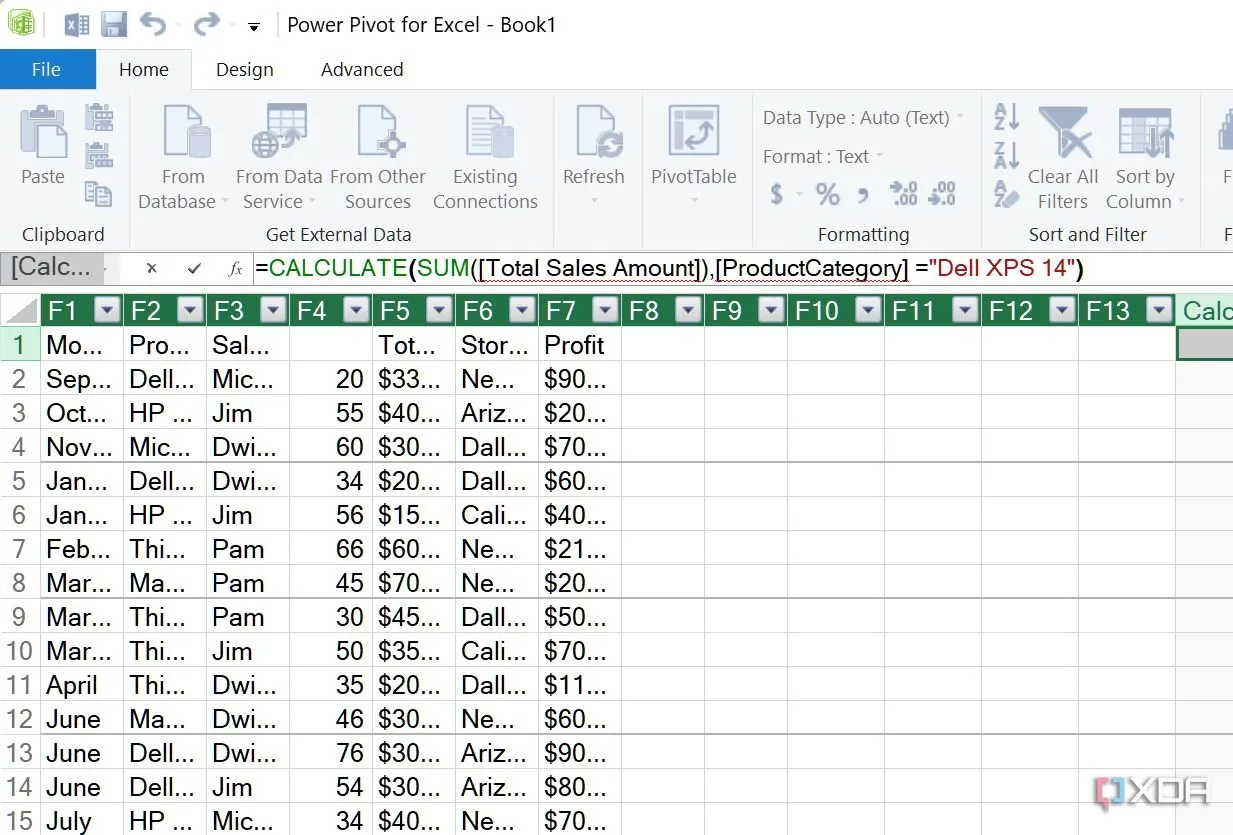 Minh họa công thức DAX trong Excel cho phân tích dữ liệu