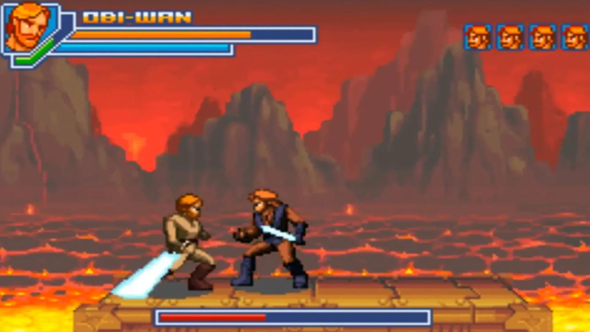 Một cảnh gameplay từ Star Wars Revenge of the Sith trên GBA.