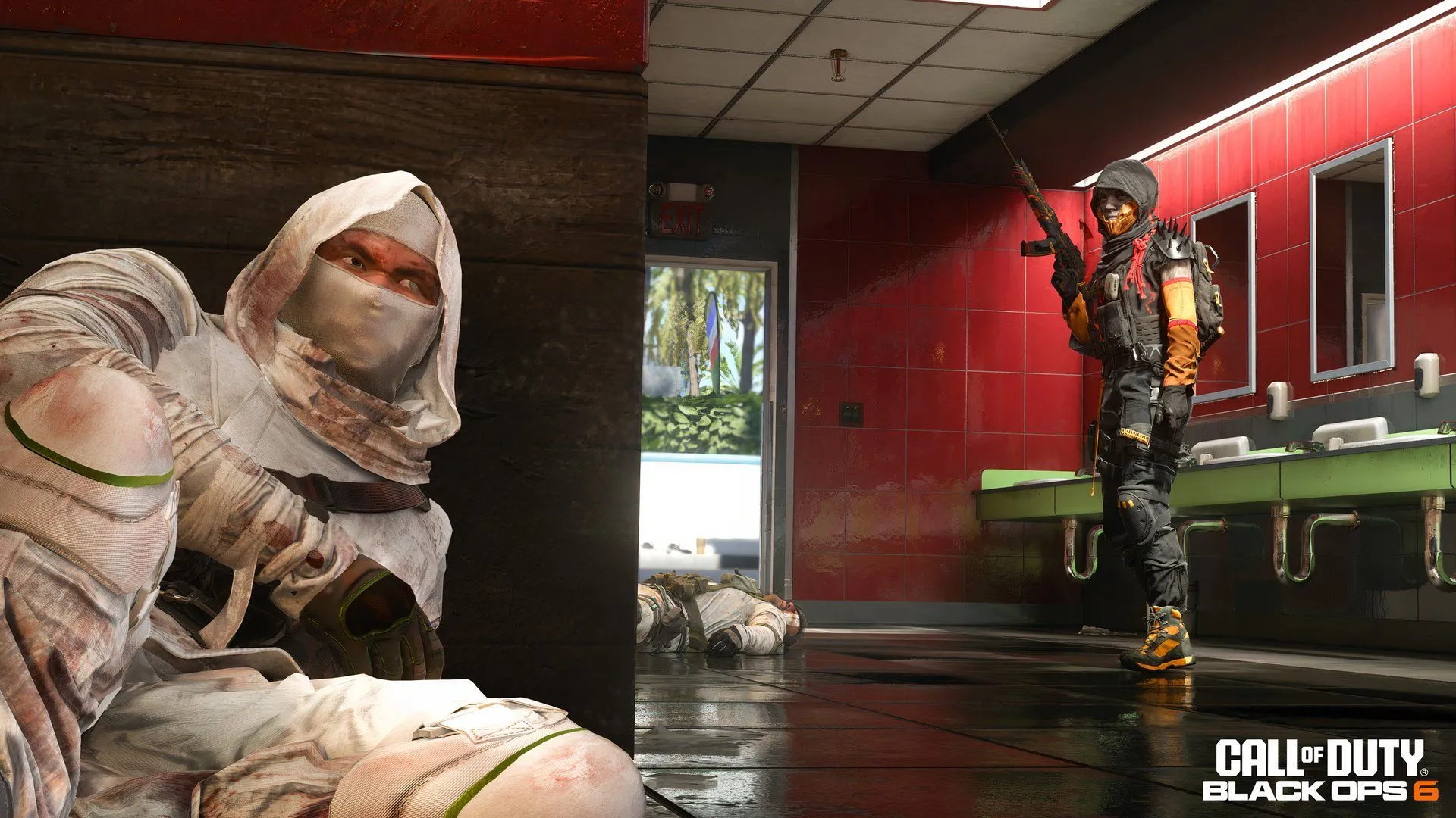 Một Operator Call of Duty đang ẩn nấp, thể hiện sự căng thẳng của người chơi khi đối mặt với gian lận trong game