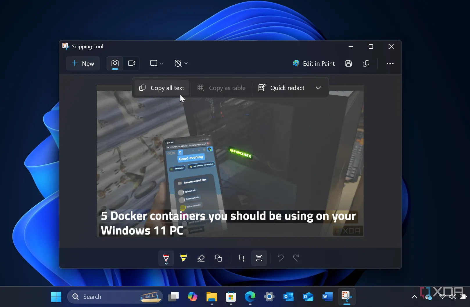 Sử dụng Snipping Tool trên Windows 11 để trích xuất văn bản từ hình ảnh