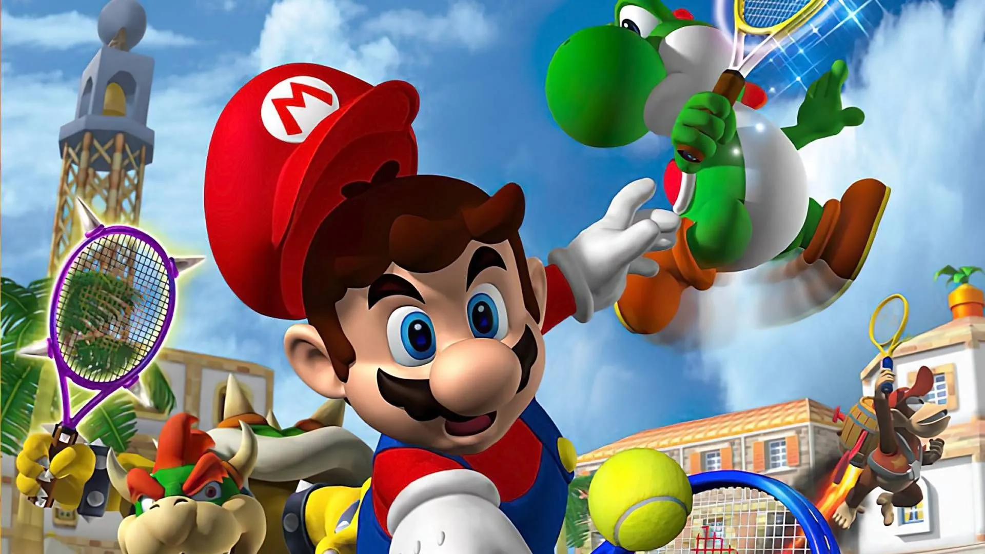 Tạo hình nghệ thuật Mario Power Tennis với Bowser, Yoshi, Diddy Kong