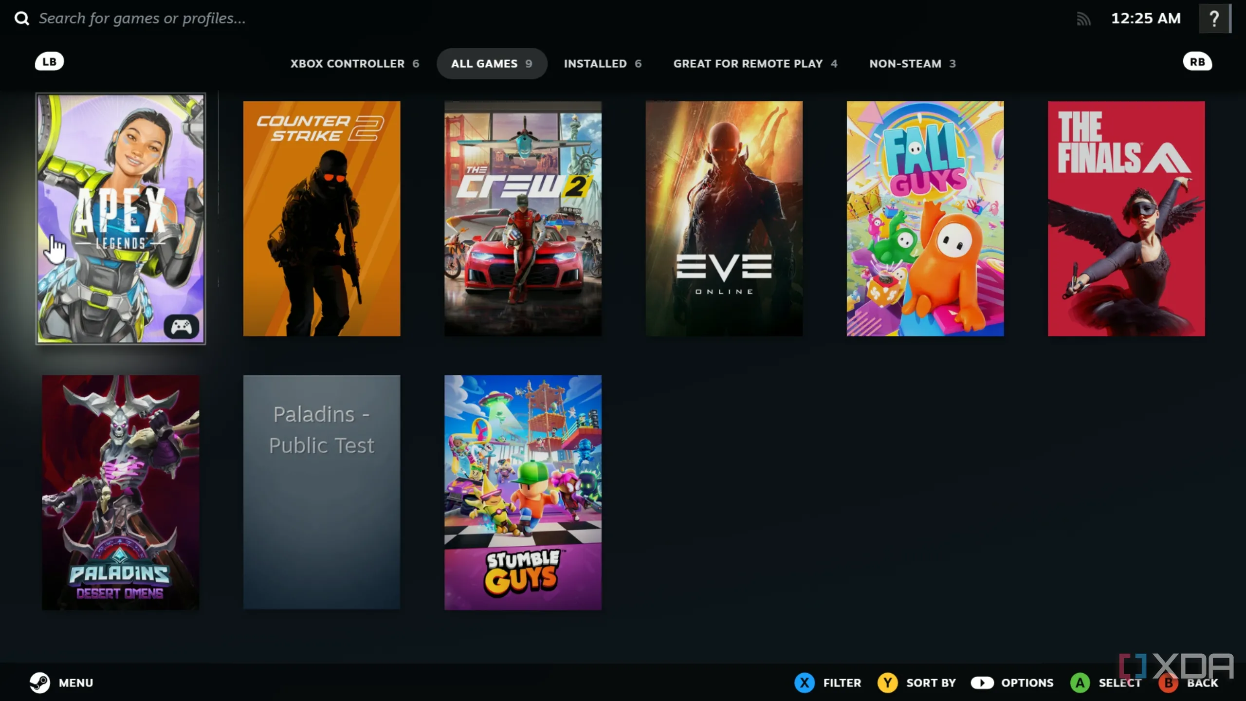 Thư viện game Steam với nhiều tựa game bắn súng multiplayer.