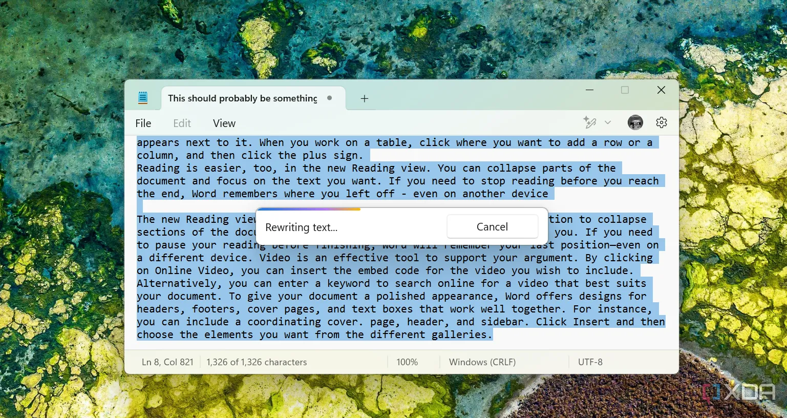 Tính năng AI Rewrite trong Notepad viết lại văn bản