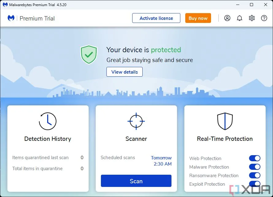 Trang chủ phần mềm diệt virus Malwarebytes có thể thay thế Microsoft Defender
