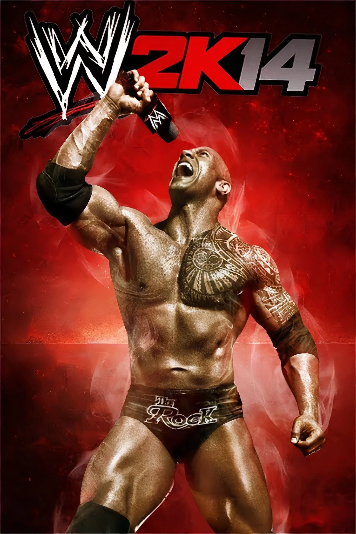 Ảnh bìa game WWE 2K14 với các biểu tượng đô vật huyền thoại