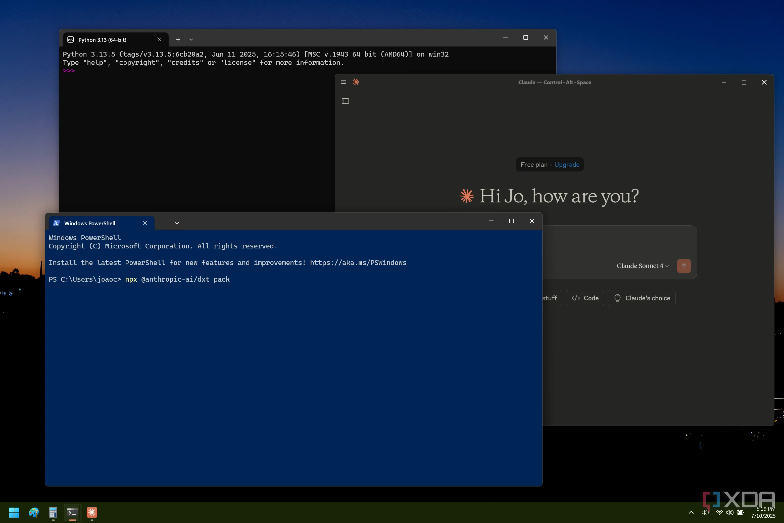 Ảnh chụp màn hình các cửa sổ đang mở trên Windows 11 hiển thị các yêu cầu cài đặt Windows-MCP