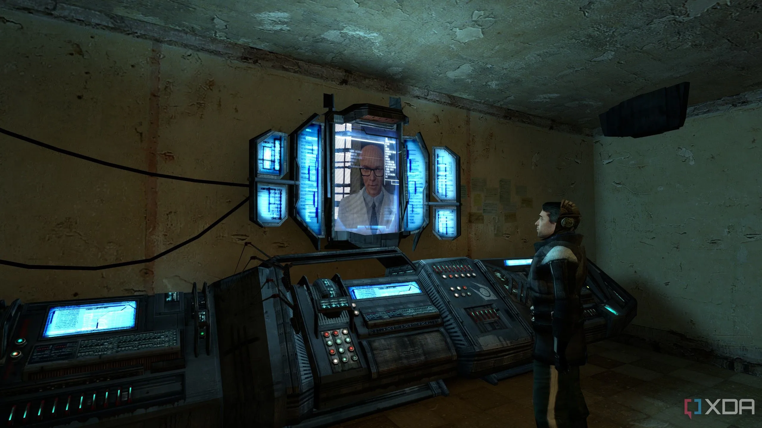 Ảnh chụp màn hình cảnh mở đầu Half-Life 2 với nhân vật Gordon Freeman