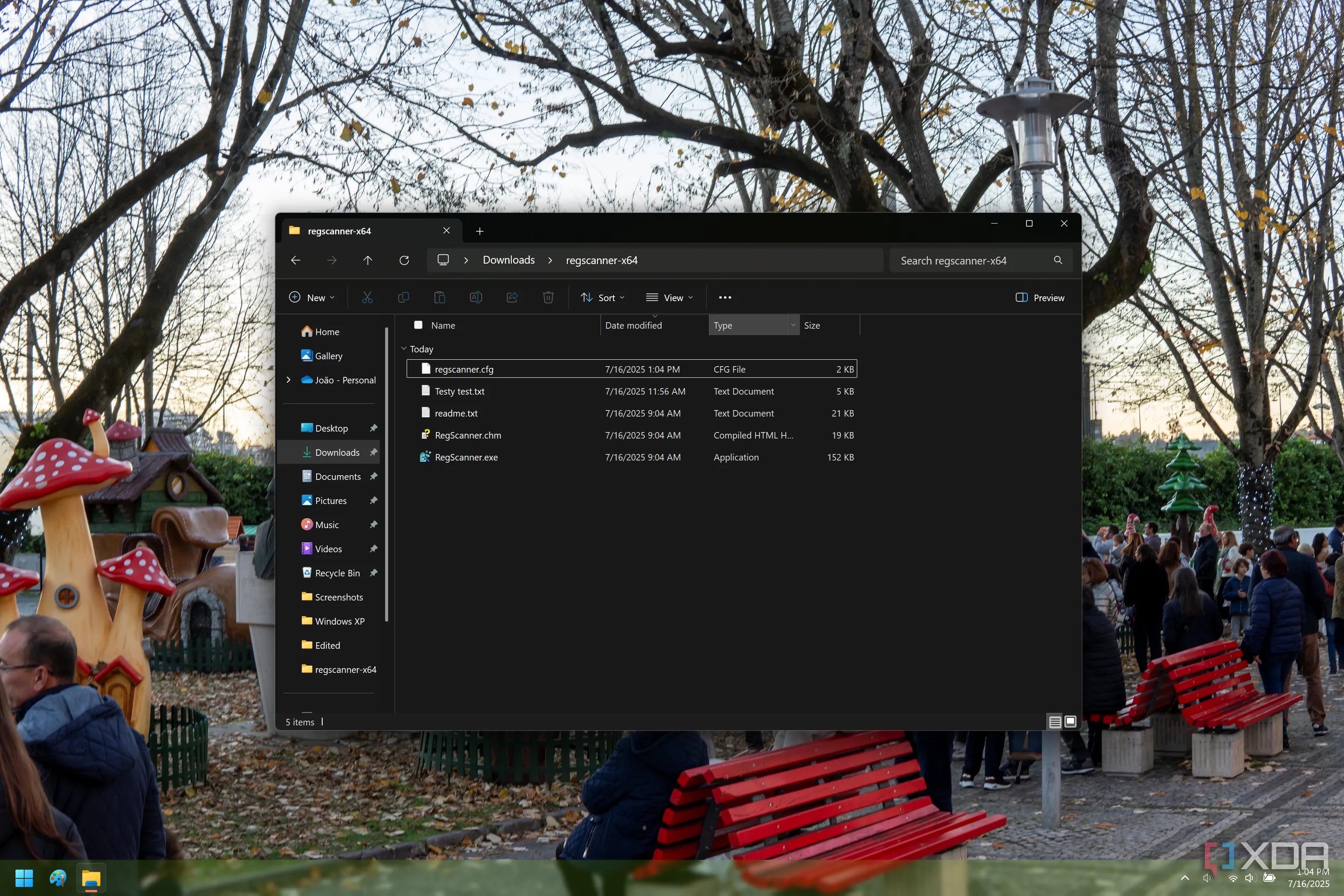 Ảnh chụp màn hình File Explorer hiển thị thư mục chứa RegScanner, minh họa khả năng chạy portable của ứng dụng.