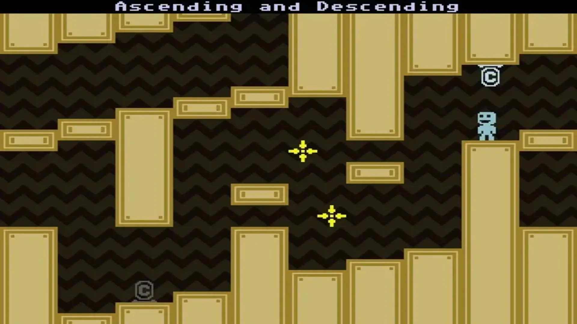 Ảnh chụp màn hình game VVVVVV trên PlayStation Vita, hiển thị Captain Viridian và cơ chế đảo trọng lực độc đáo.