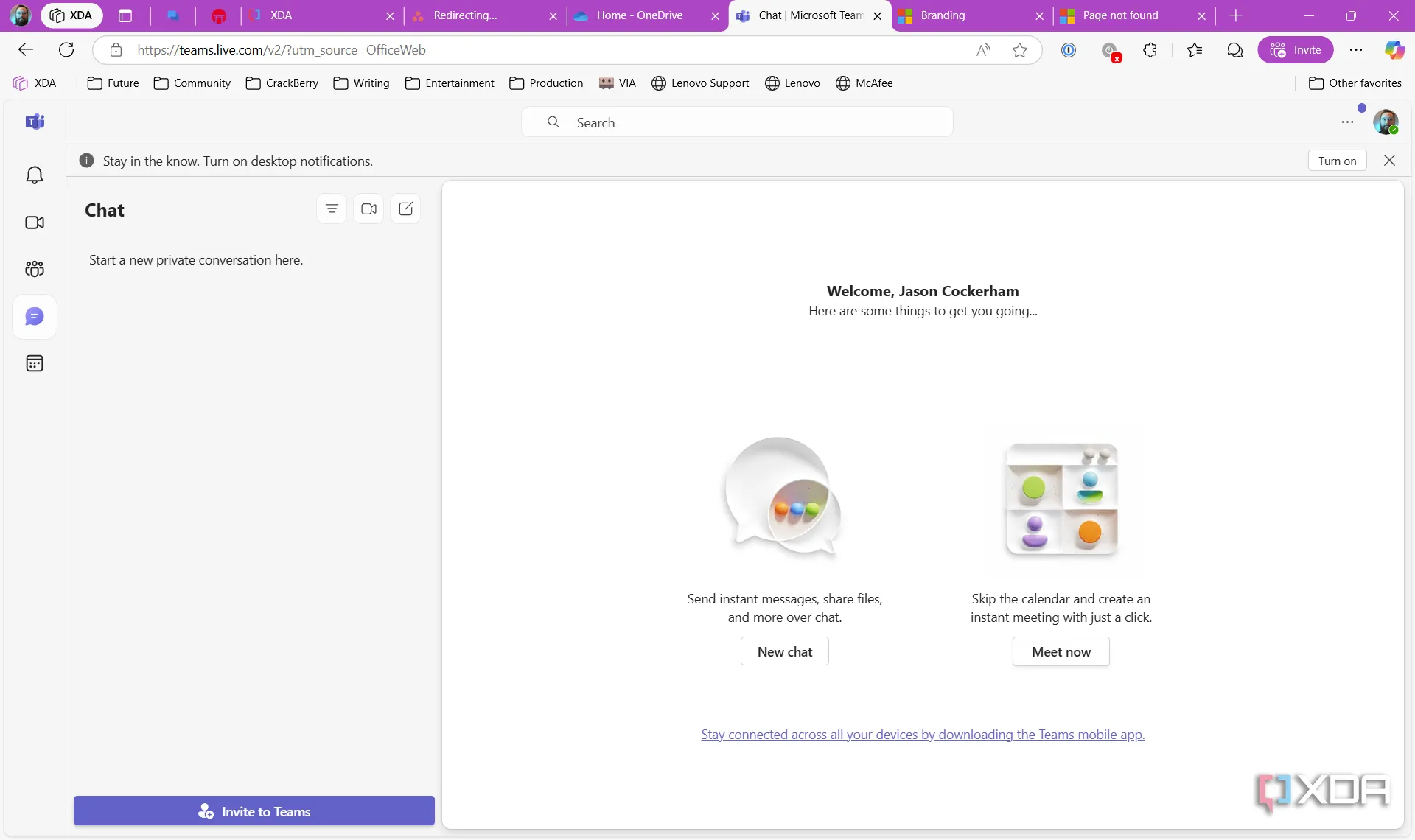 Ảnh chụp màn hình giao diện Microsoft Teams trên trình duyệt web