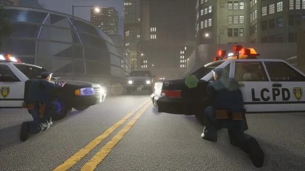 Ảnh chụp màn hình Grand Theft Auto III Remastered, hiển thị khu vực đô thị và xe cộ