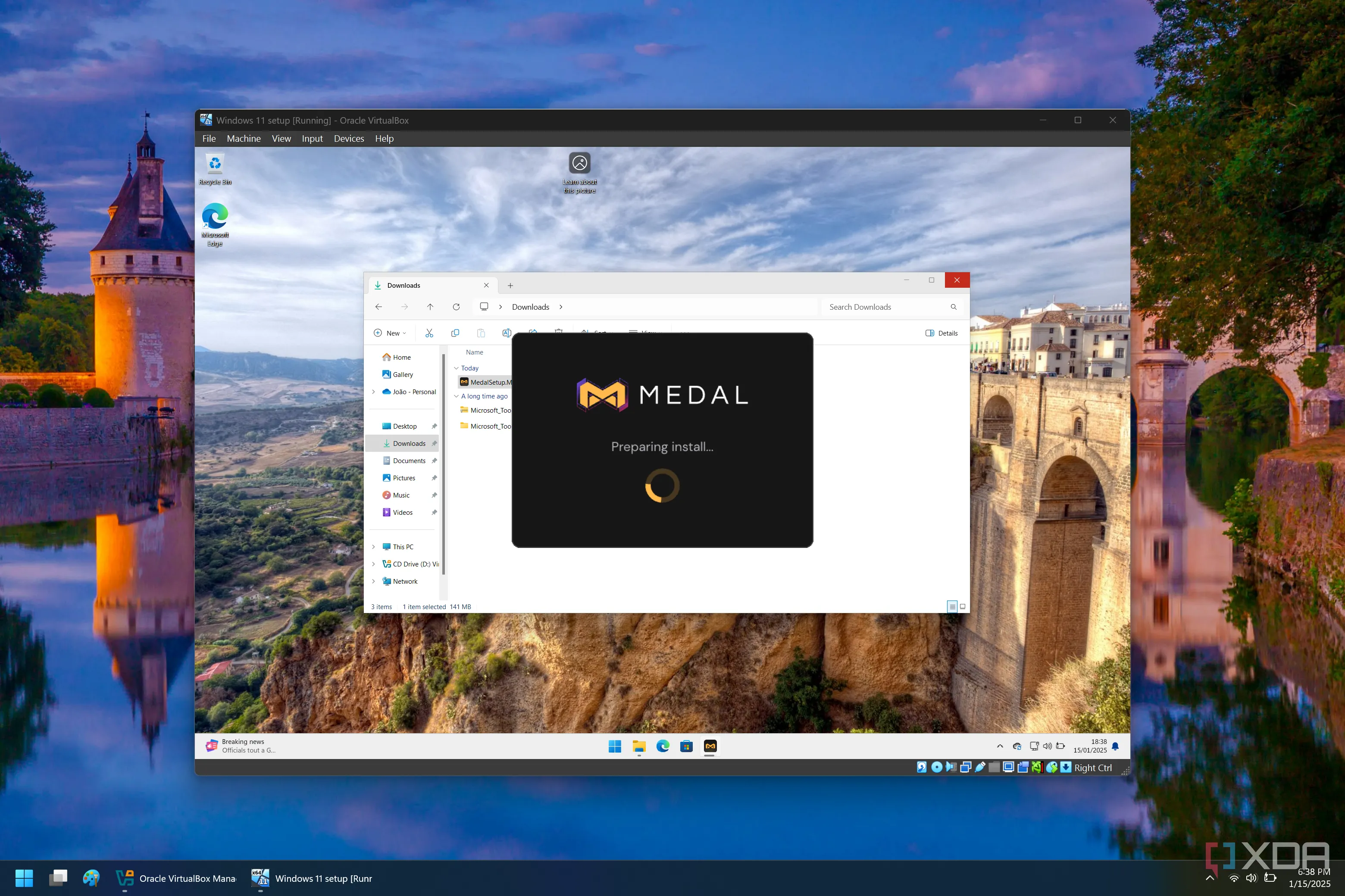Ảnh chụp màn hình Windows 11 đang cài đặt một chương trình trong máy ảo