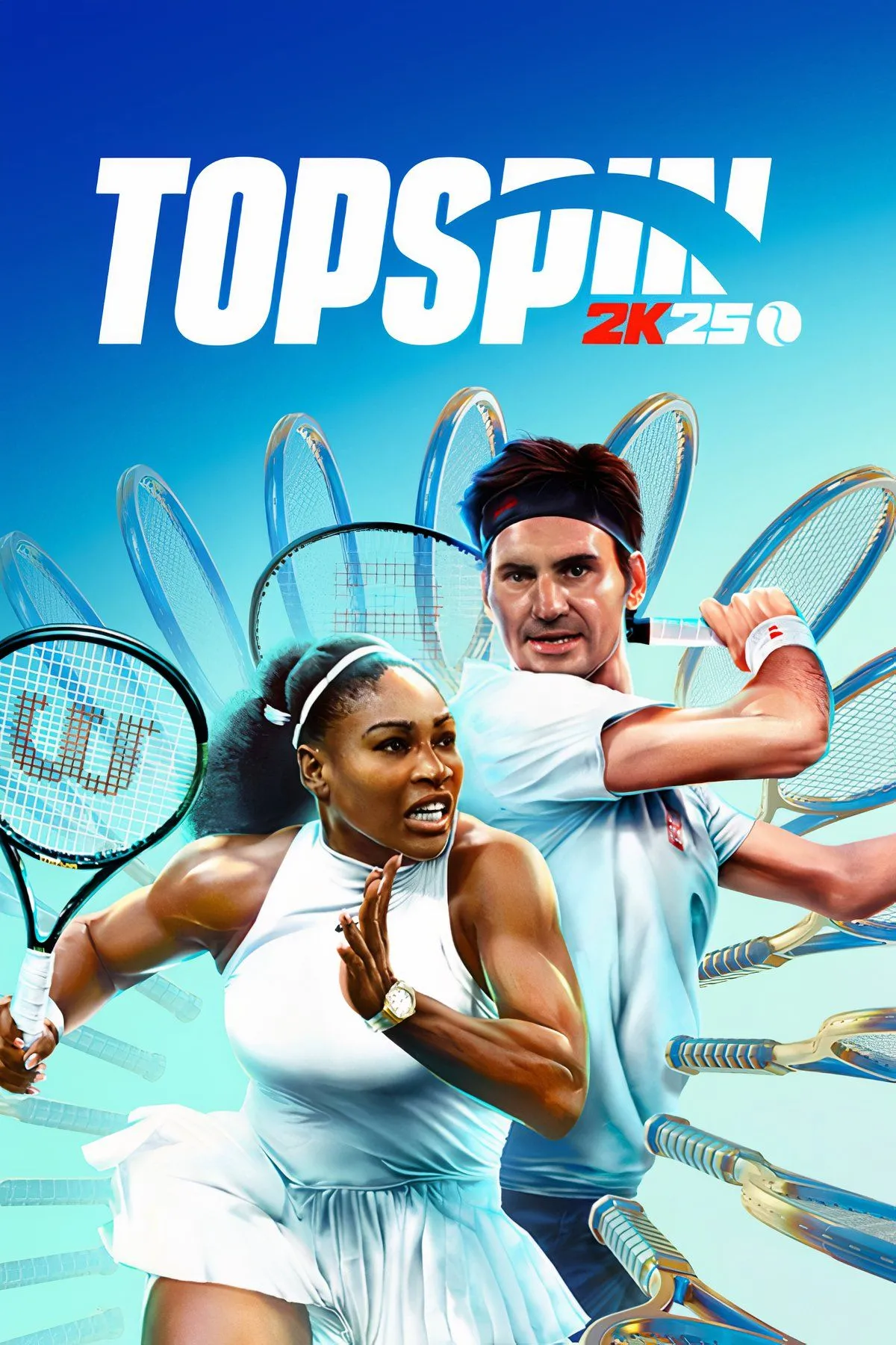 Ảnh gameplay TopSpin 2K25 cho thấy một vận động viên tennis đang giao bóng trên sân đất nện