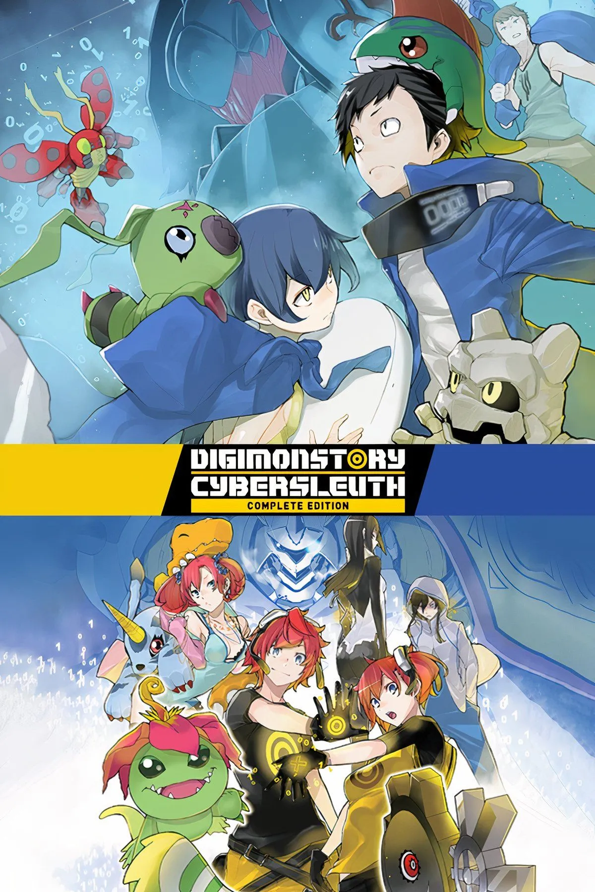 Ảnh tổng hợp từ Digimon Story: Cyber Sleuth, minh họa các Digimon và môi trường cyberpunk trong trò chơi JRPG thu thập quái vật này