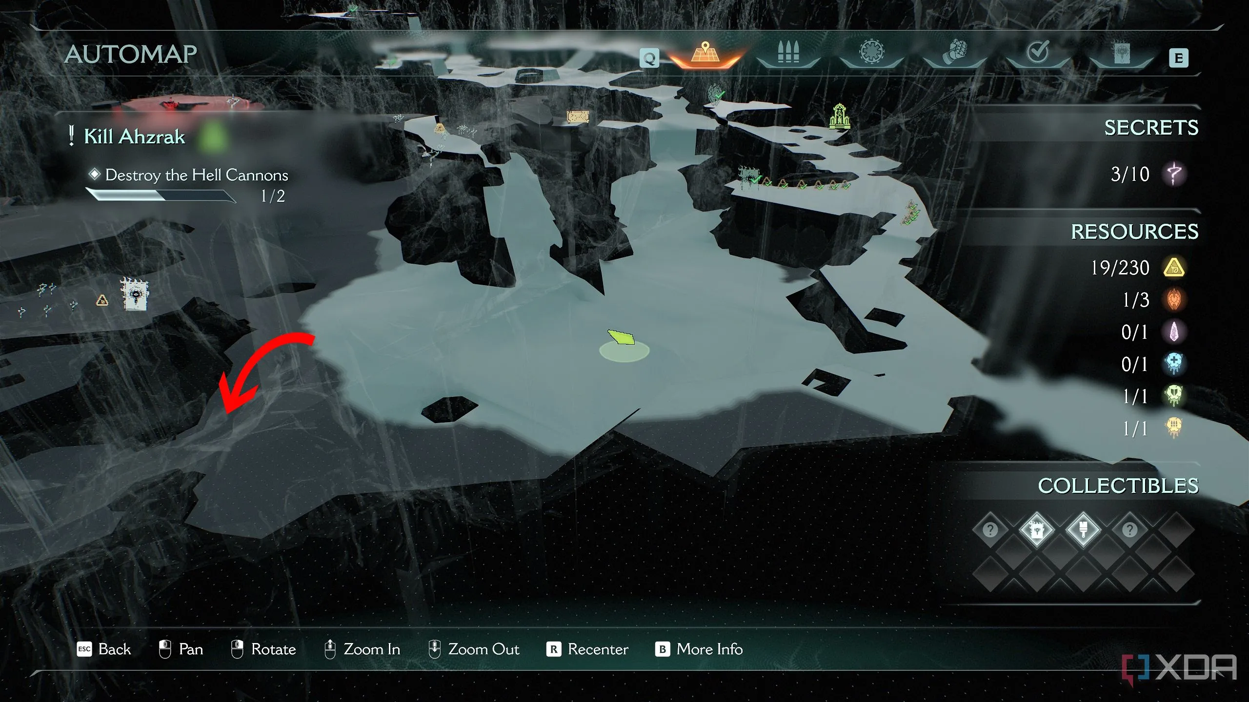 Bản đồ 3D Automap hiển thị vị trí khu vực bí mật 4 trong Chương 10 của Doom: The Dark Ages.