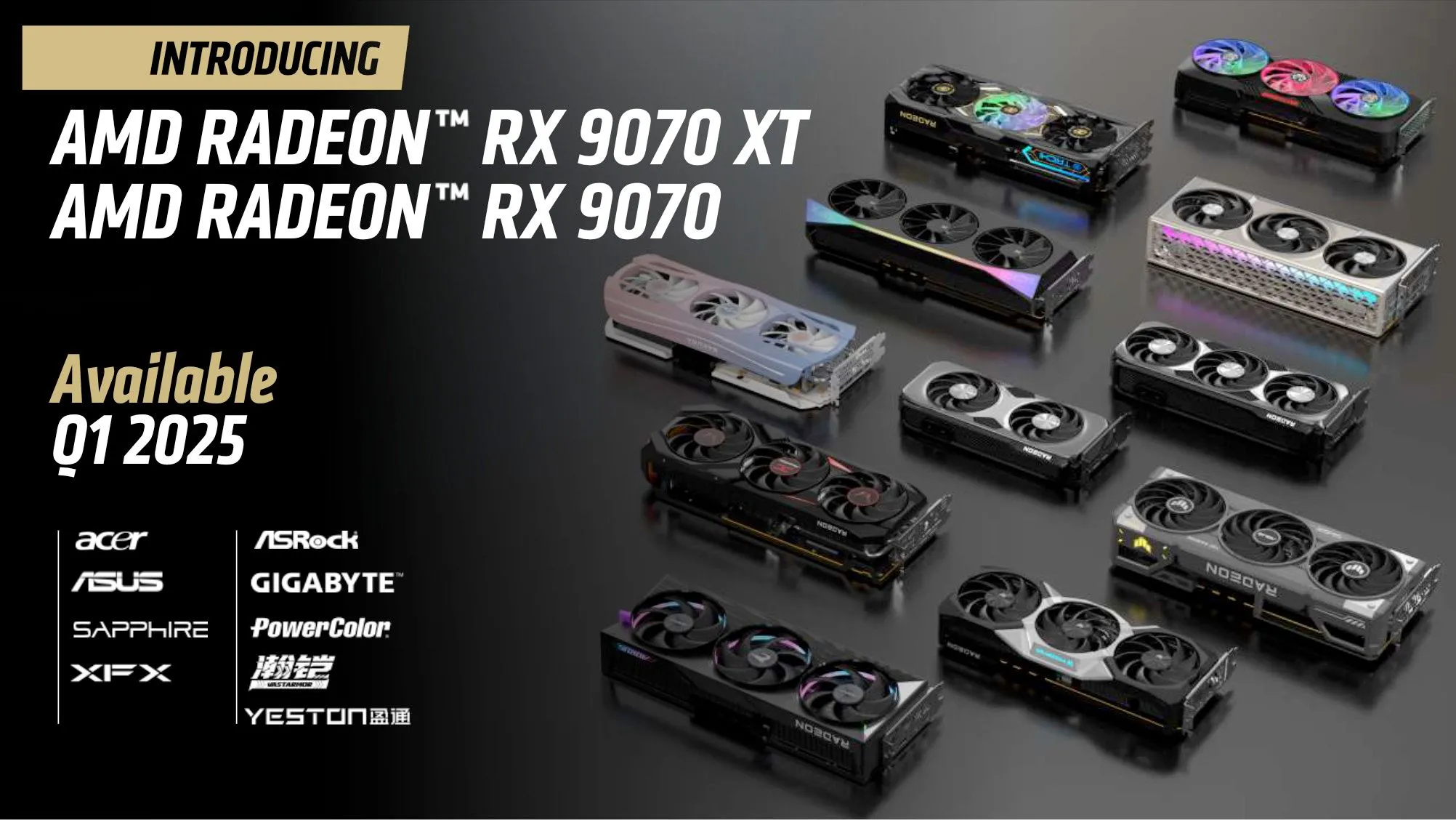 Bản trình bày slide về các dòng GPU AMD RDNA 4, cho thấy lộ trình phát triển và các thông số kỹ thuật dự kiến của card đồ họa RX 9000 series.