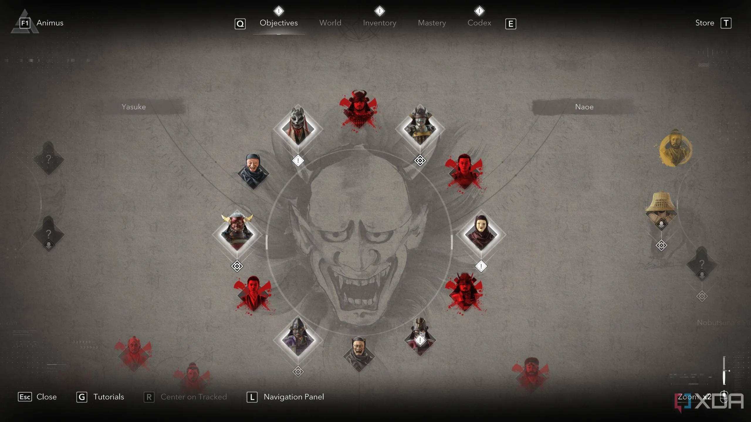 Bảng mục tiêu nhiệm vụ trong Assassin's Creed Shadows